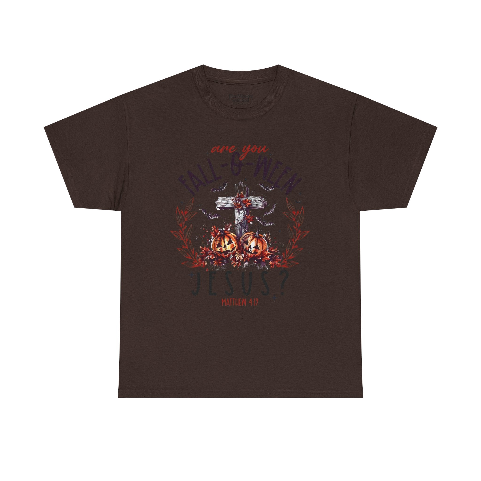 Fall-O-Ween Jesus Unisex Heavy Cotton Tee, Halloween Shirt, Christian T-Shirt, Autumn Apparel, Gift for Him/Her