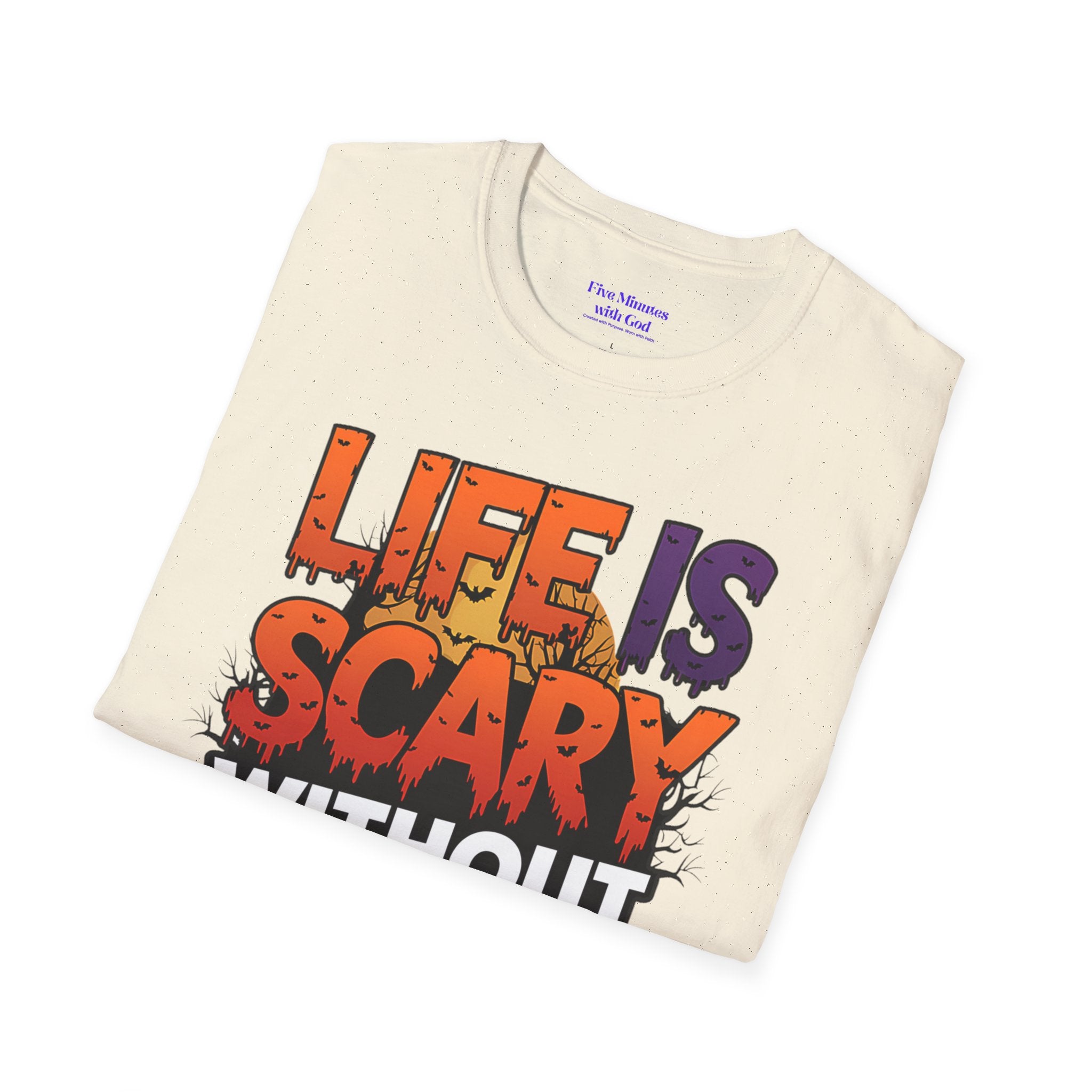 Unisex Softstyle Graphic Tee - Life is Scary Without Jesus, Faith Shirt, Christian T-Shirt, Inspirational Gift, Religious Apparel, [...]