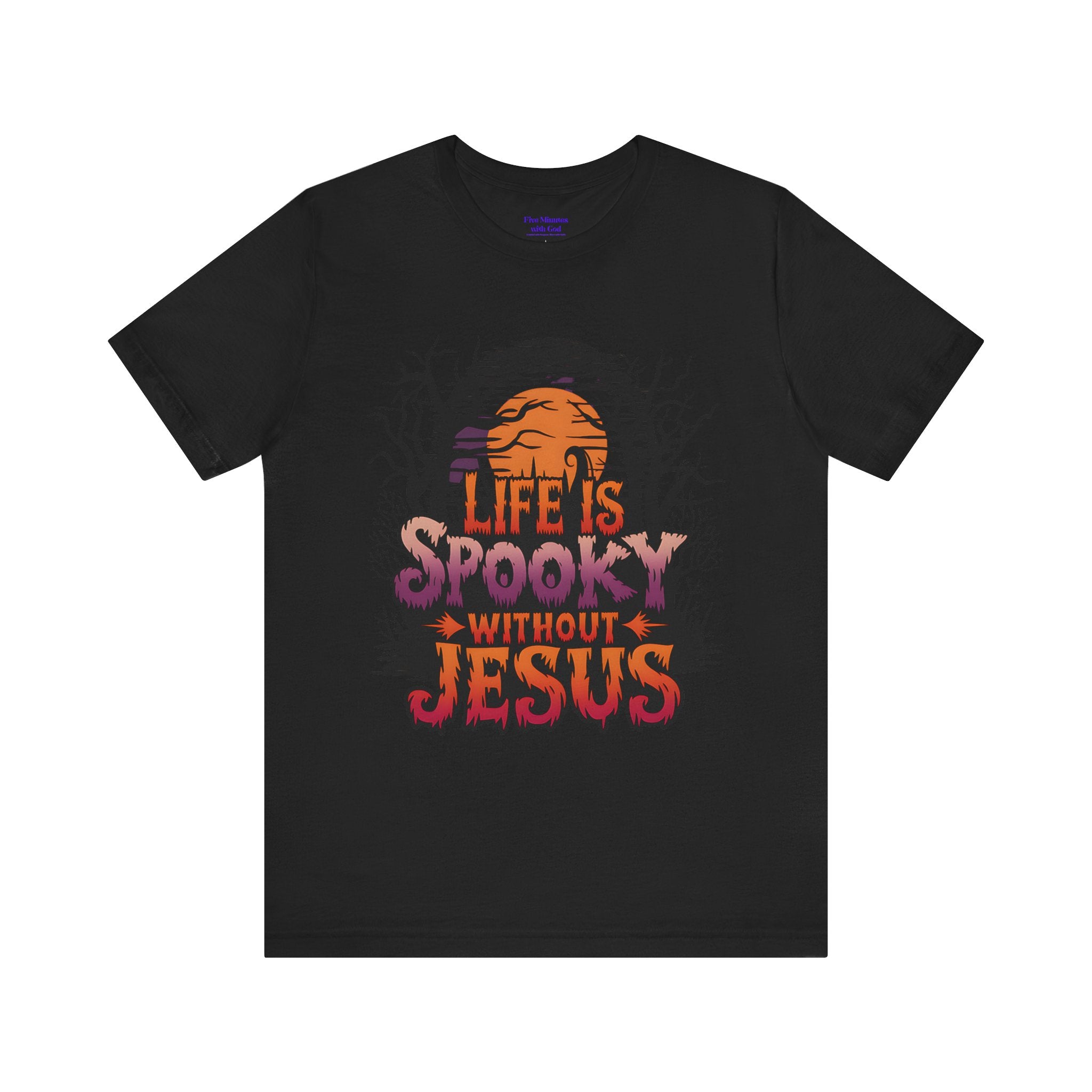 Spooky Jesus Tee - Short Sleeve Unisex Jersey Shirt, Halloween Apparel, Faith-Based Gift, Casual Wear, Everyday Comfort