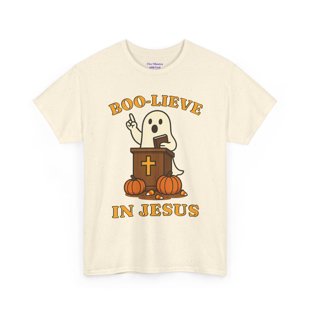 Boo-Lieve in Jesus Tee, Halloween Shirt, Unisex Cotton Tee, Fall Fashion, Religious T-Shirt, Spooky Season Apparel