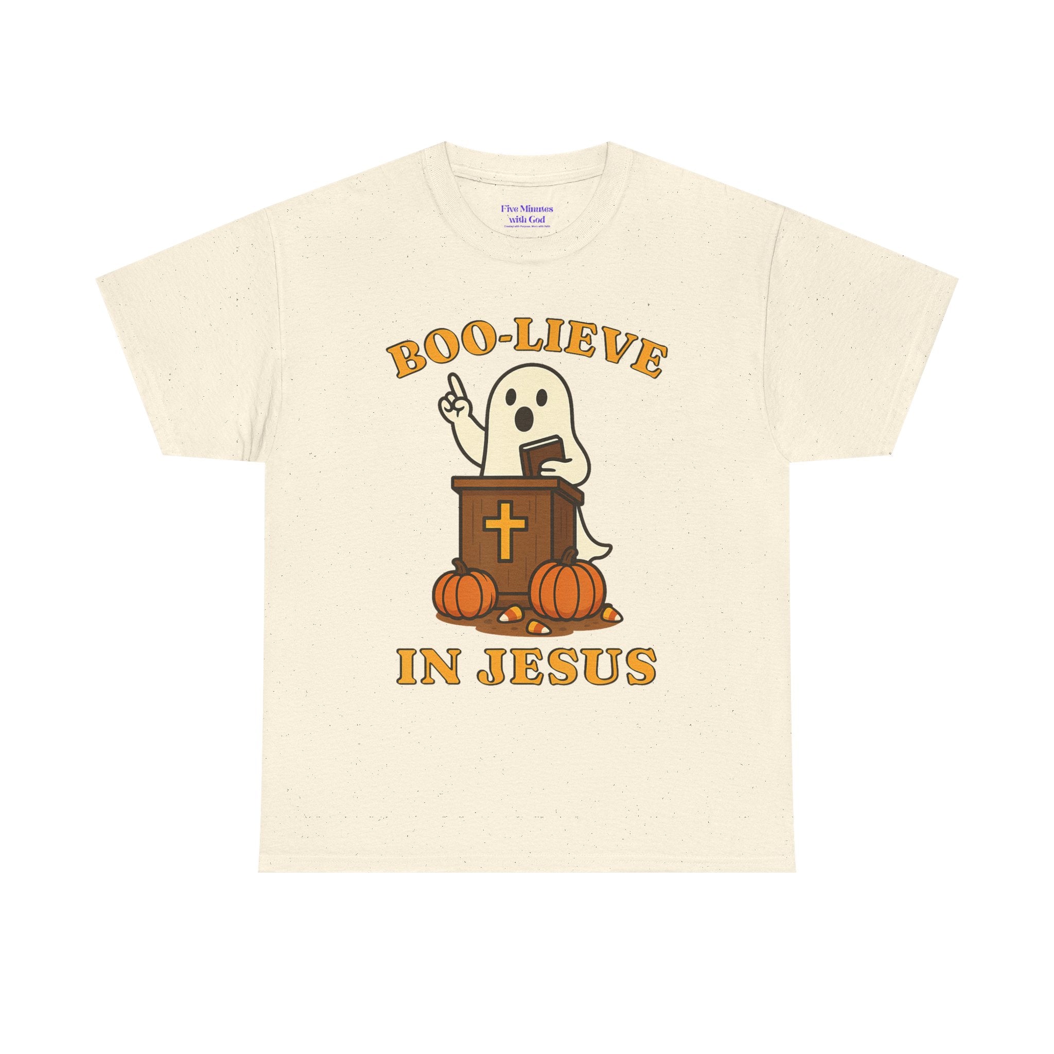 Boo-Lieve in Jesus Tee, Halloween Shirt, Unisex Cotton Tee, Fall Fashion, Religious T-Shirt, Spooky Season Apparel