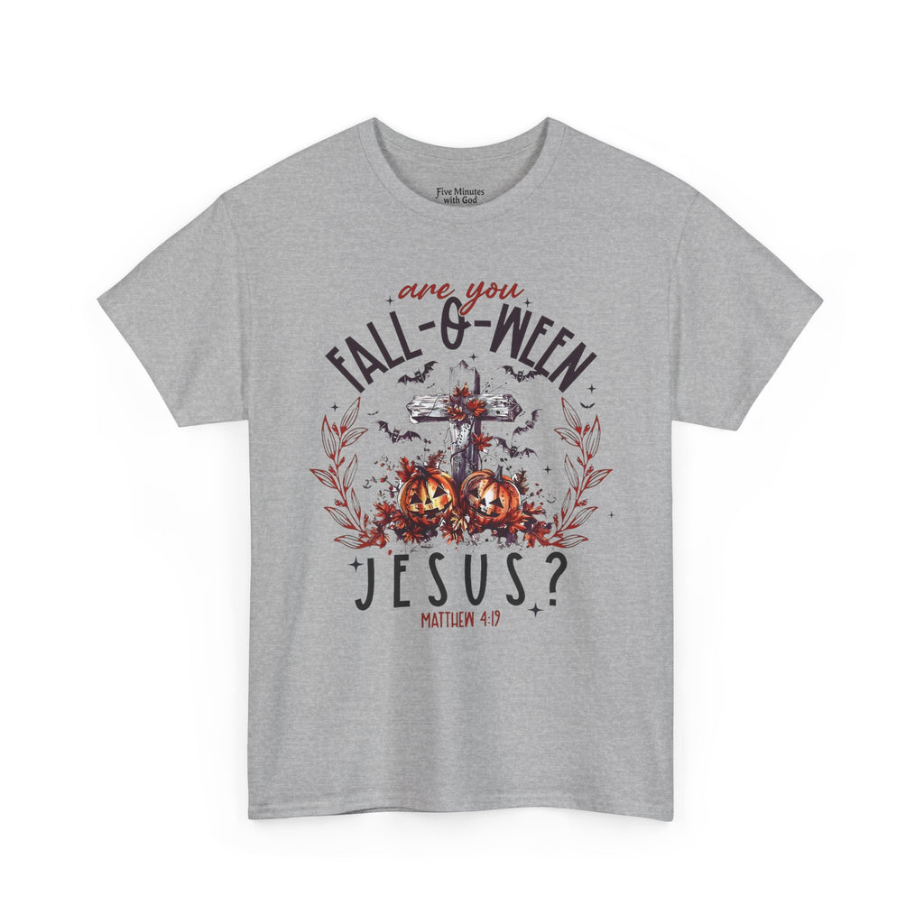 Fall-O-Ween Jesus Unisex Heavy Cotton Tee, Halloween Shirt, Christian T-Shirt, Autumn Apparel, Gift for Him/Her