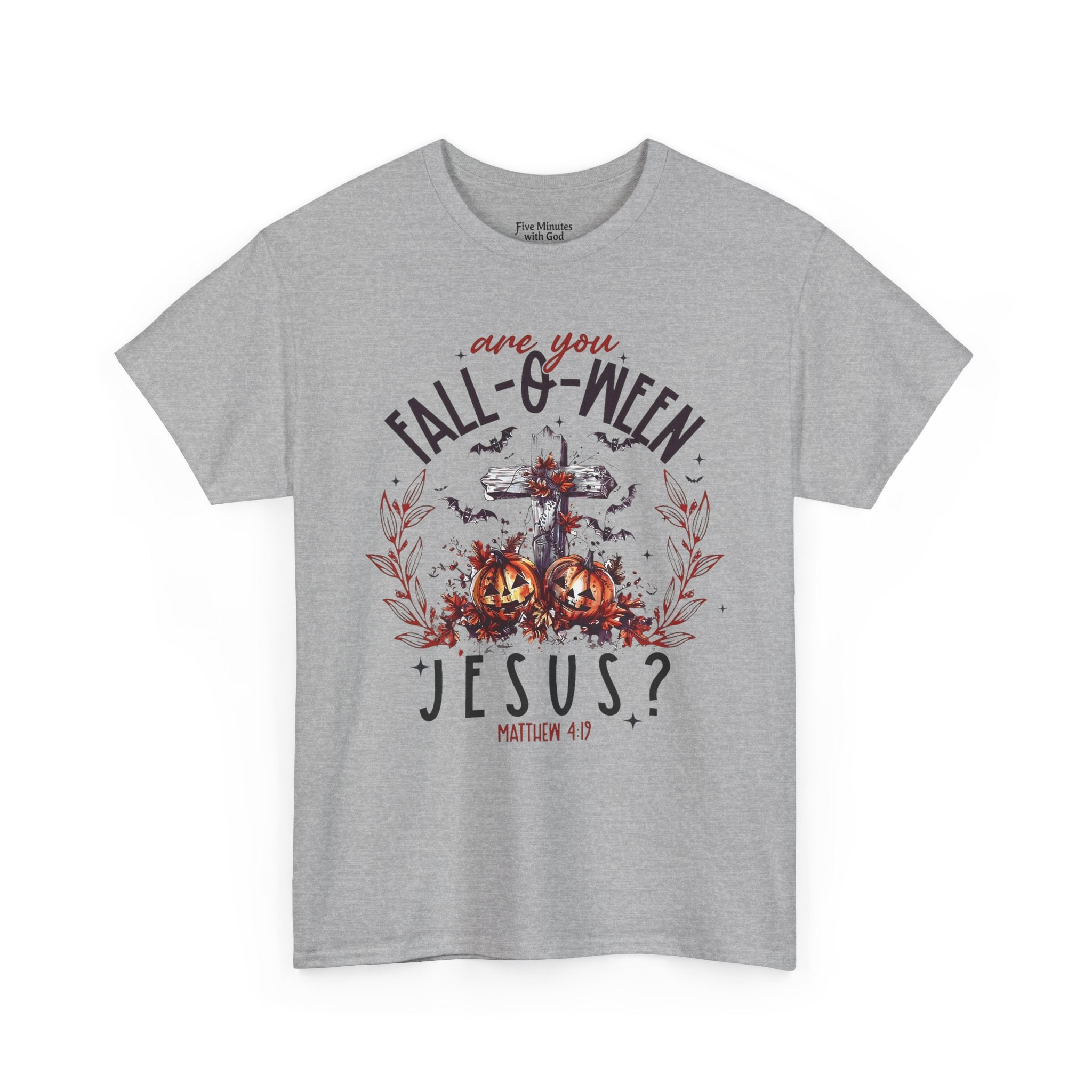 Fall-O-Ween Jesus Unisex Heavy Cotton Tee, Halloween Shirt, Christian T-Shirt, Autumn Apparel, Gift for Him/Her