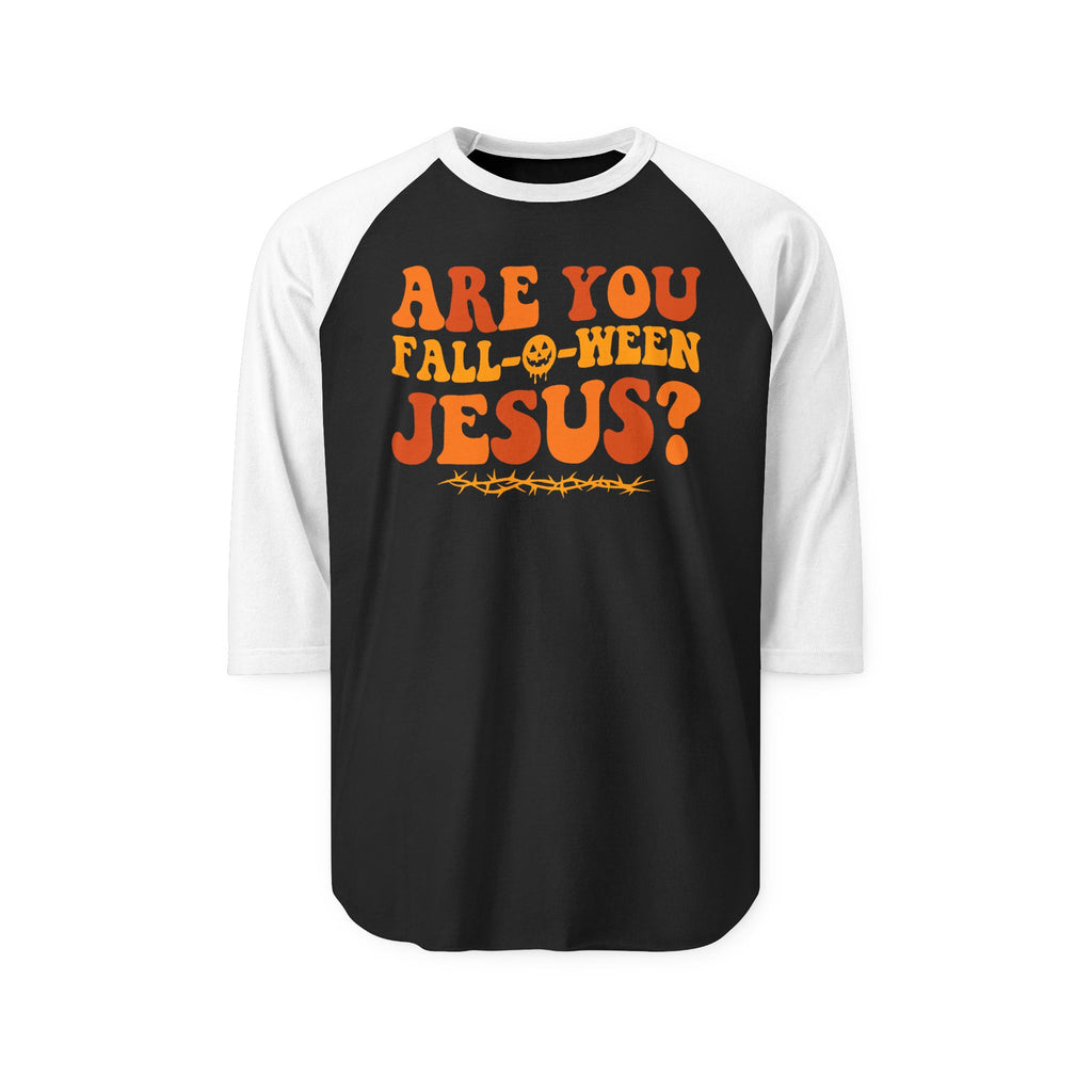 Halloween Jesus Raglan Shirt, Fall-Themed Apparel, Unisex Shirt, Funny Halloween Top, Holiday Outfit, Casual Costume