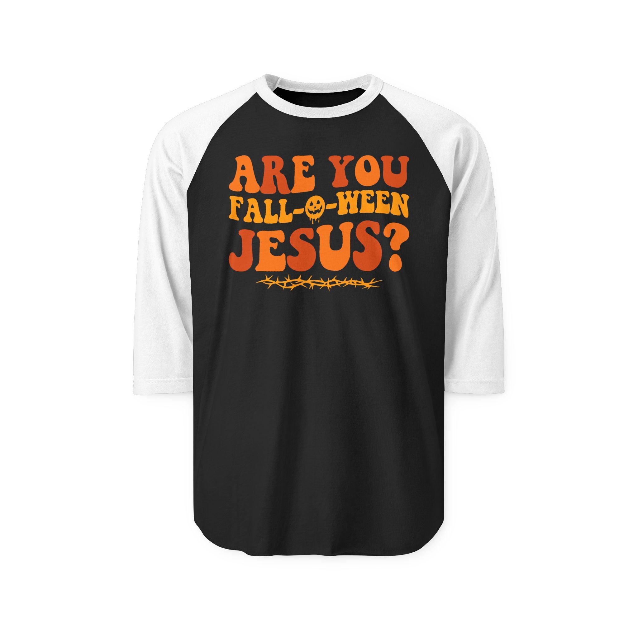 Halloween Jesus Raglan Shirt, Fall-Themed Apparel, Unisex Shirt, Funny Halloween Top, Holiday Outfit, Casual Costume