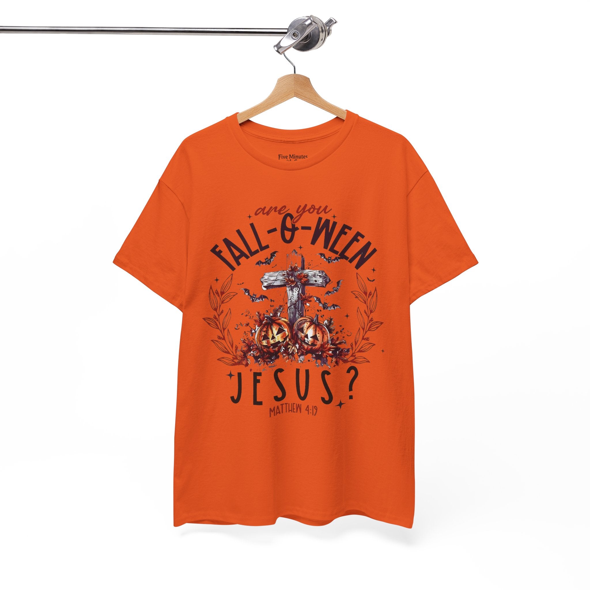 Fall-O-Ween Jesus Unisex Heavy Cotton Tee, Halloween Shirt, Christian T-Shirt, Autumn Apparel, Gift for Him/Her