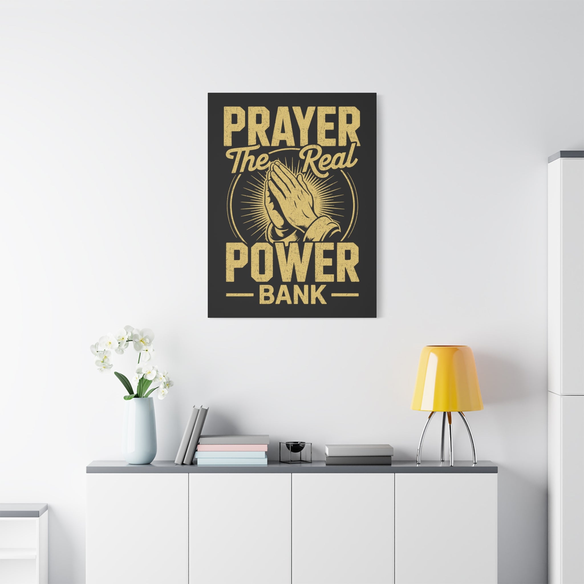 Matte Canvas Wall Art - 'Prayer The Real Power Bank'