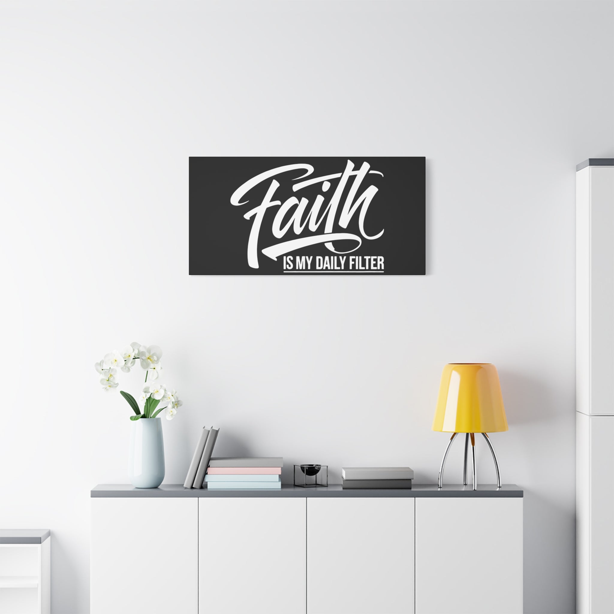 Inspirational Canvas Wall Art, Faith Quote Decor, Motivational Home Decor, Gray Wall Hanging, Gift for Faith Lovers