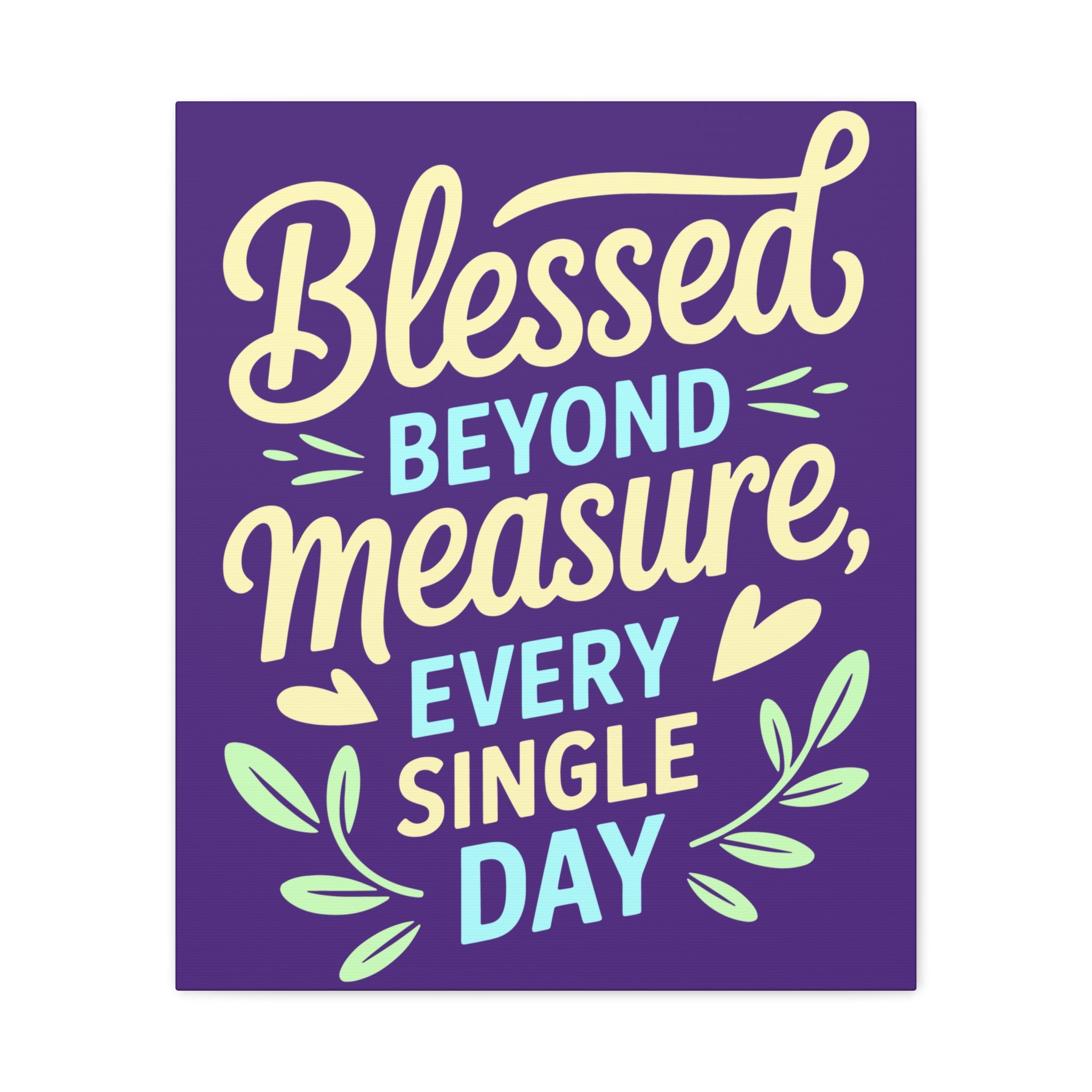 Purple Inspirational Wall Art, Blessed Beyond Measure Canvas, Uplifting Home Decor, Positive Quote Artwork, Gift for Friends & Family