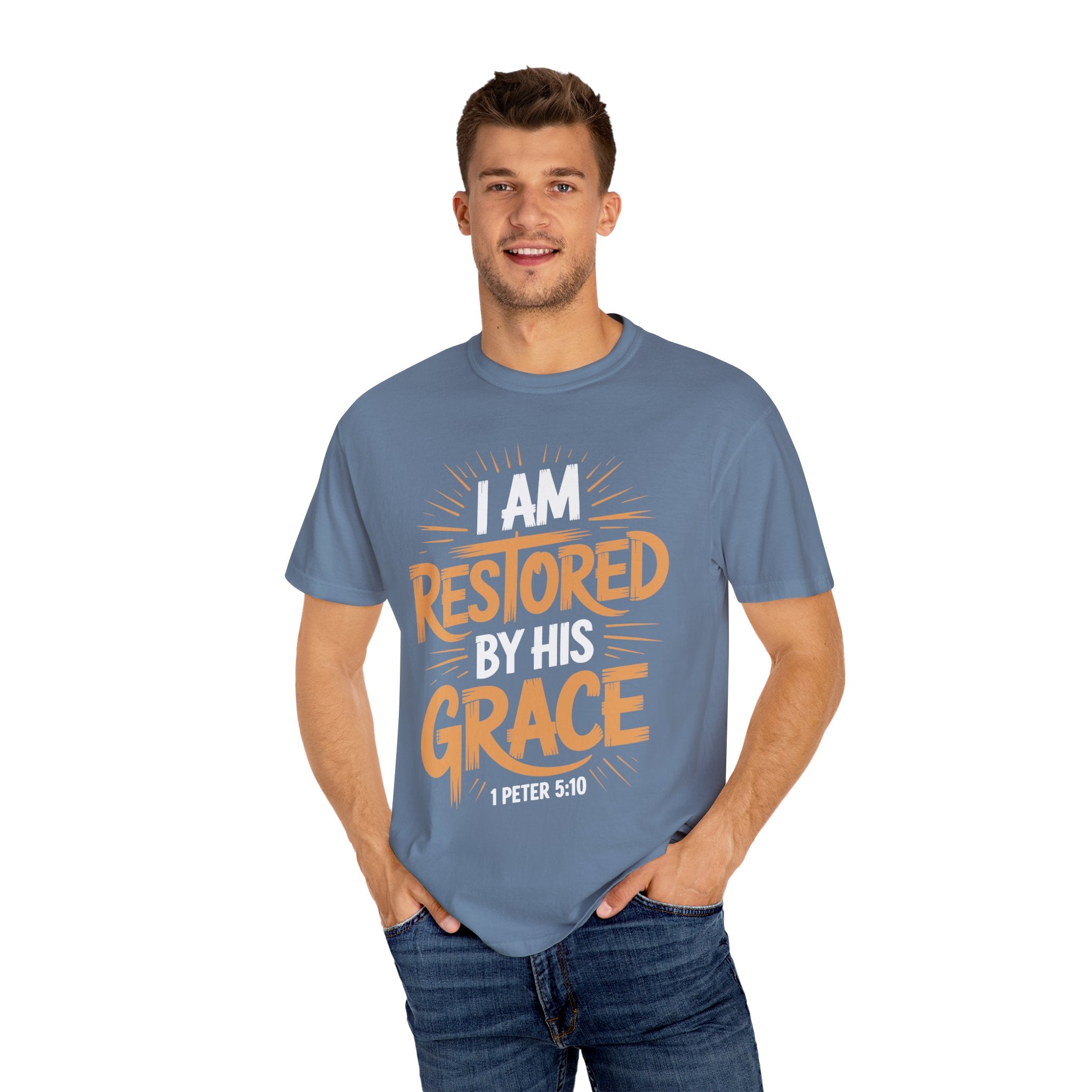 I Am Restored By His Grace Inspirational Graphic Tee