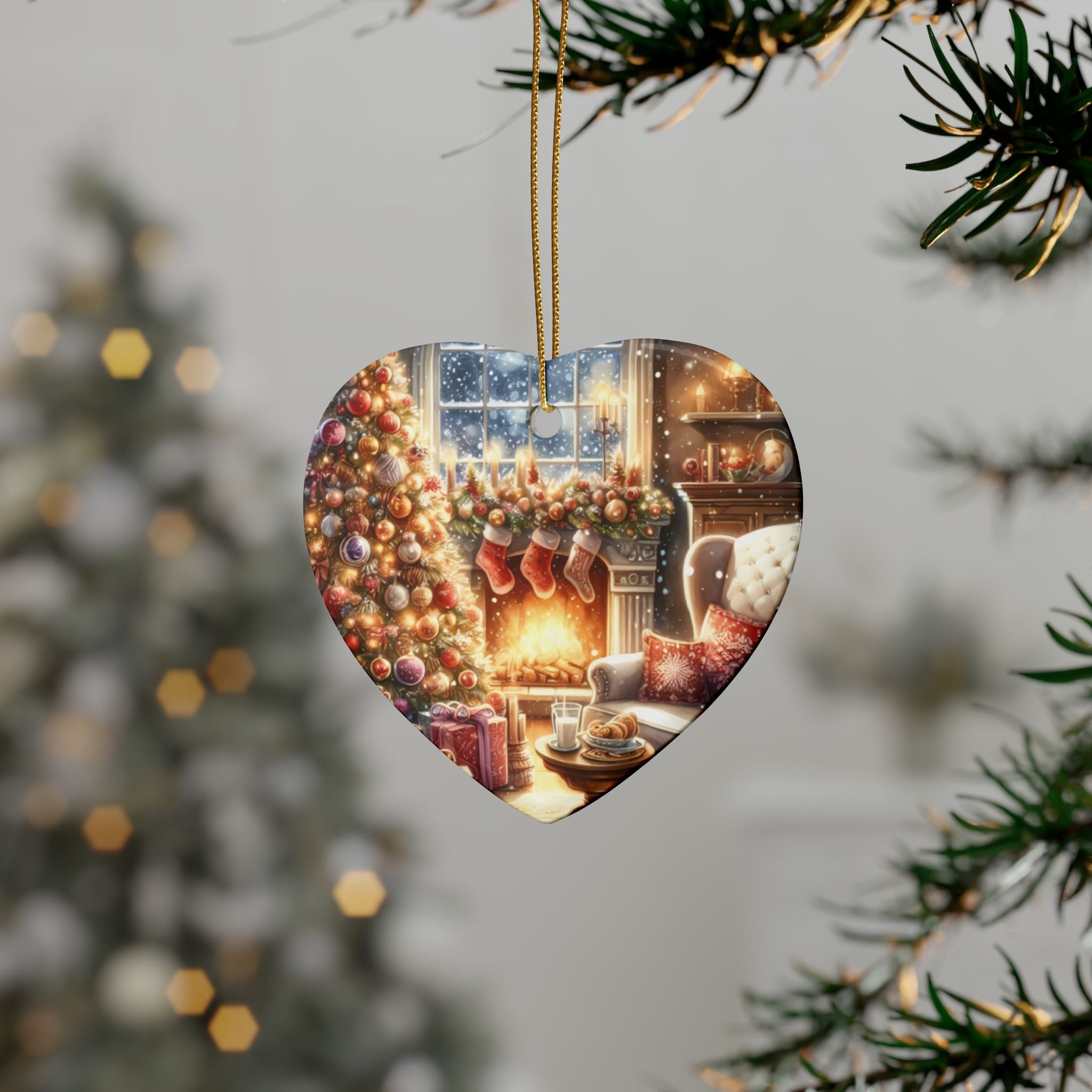 Festive Heart-Shaped Ceramic Ornaments for Holiday Cheer | Christmas Tree Decorations, Gift Tags, Home Decor, Collection Piece