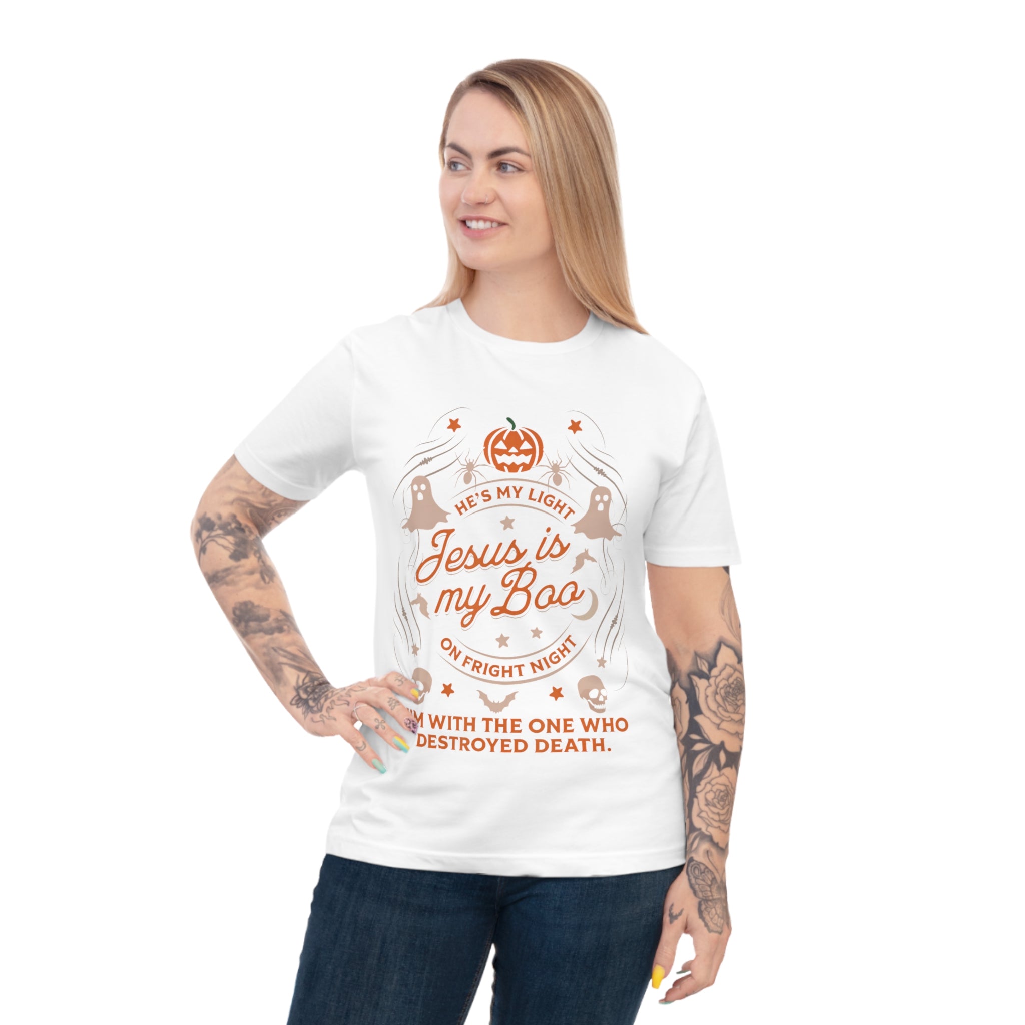 Halloween Christian T-Shirt with Fun Ghost Designs, Jesus is My Boo, Spooky Season Apparel, Faithful Holiday Shirt, Unique Gift for [...]