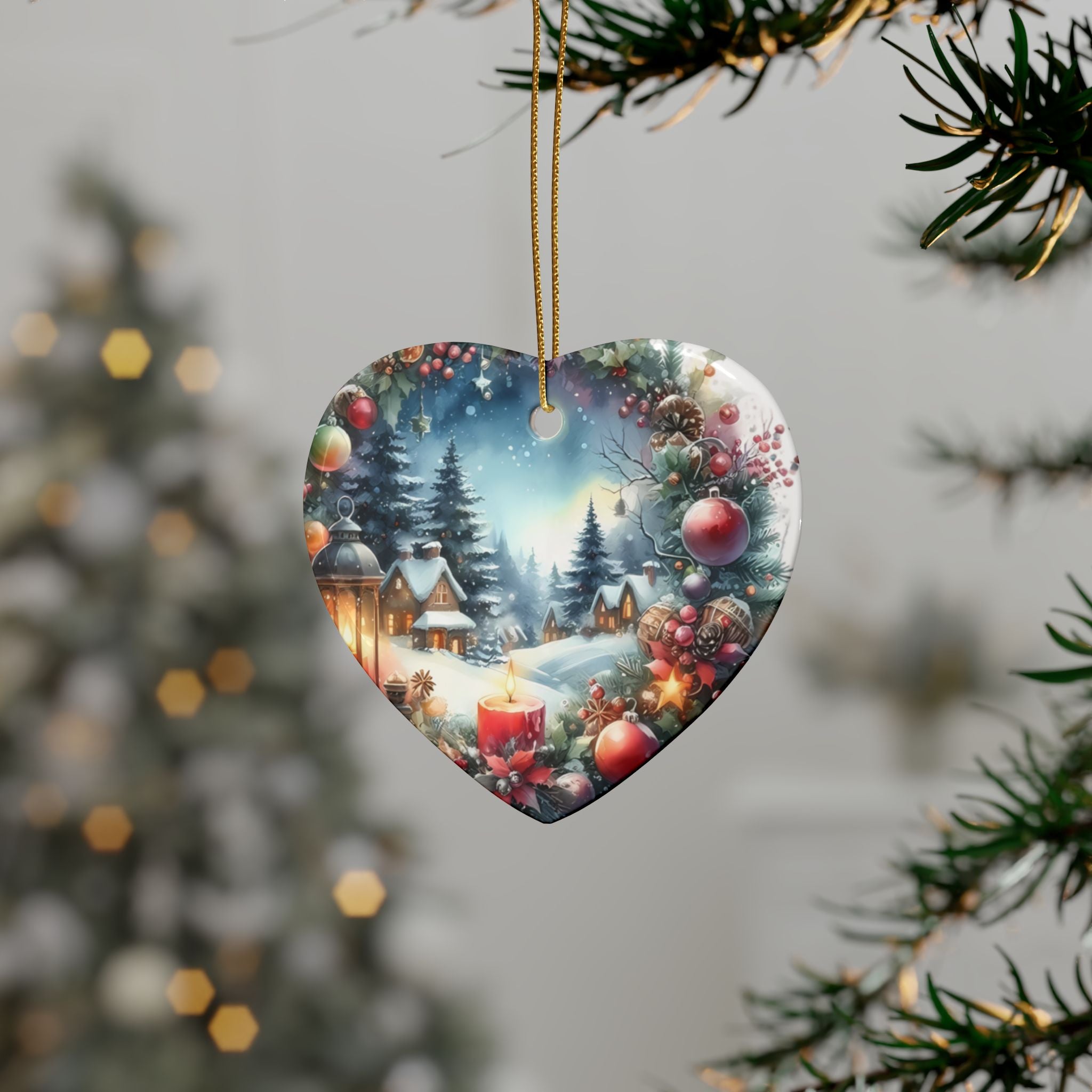 Heart-Shaped Ceramic Ornaments for Christmas, Holiday Decor, Tree Ornaments, Gift Tags, Winter Celebrations