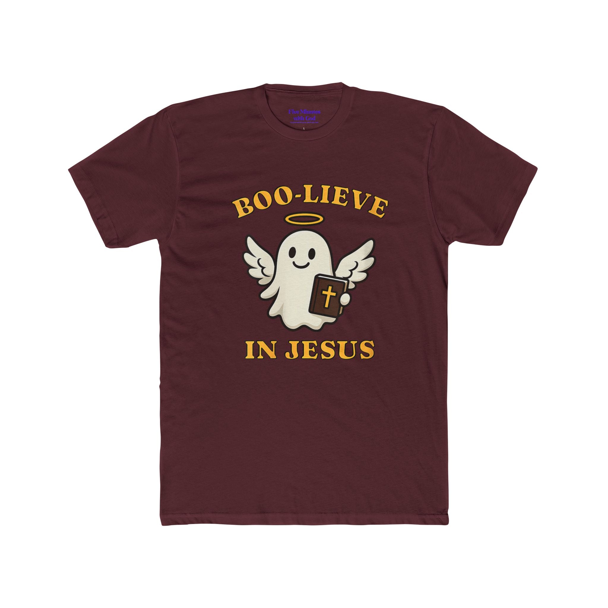 Boo-lieve in Jesus Unisex Crew Tee, Cute Ghost Shirt, Christian T-Shirt, Halloween Faith Apparel, Religious Gift