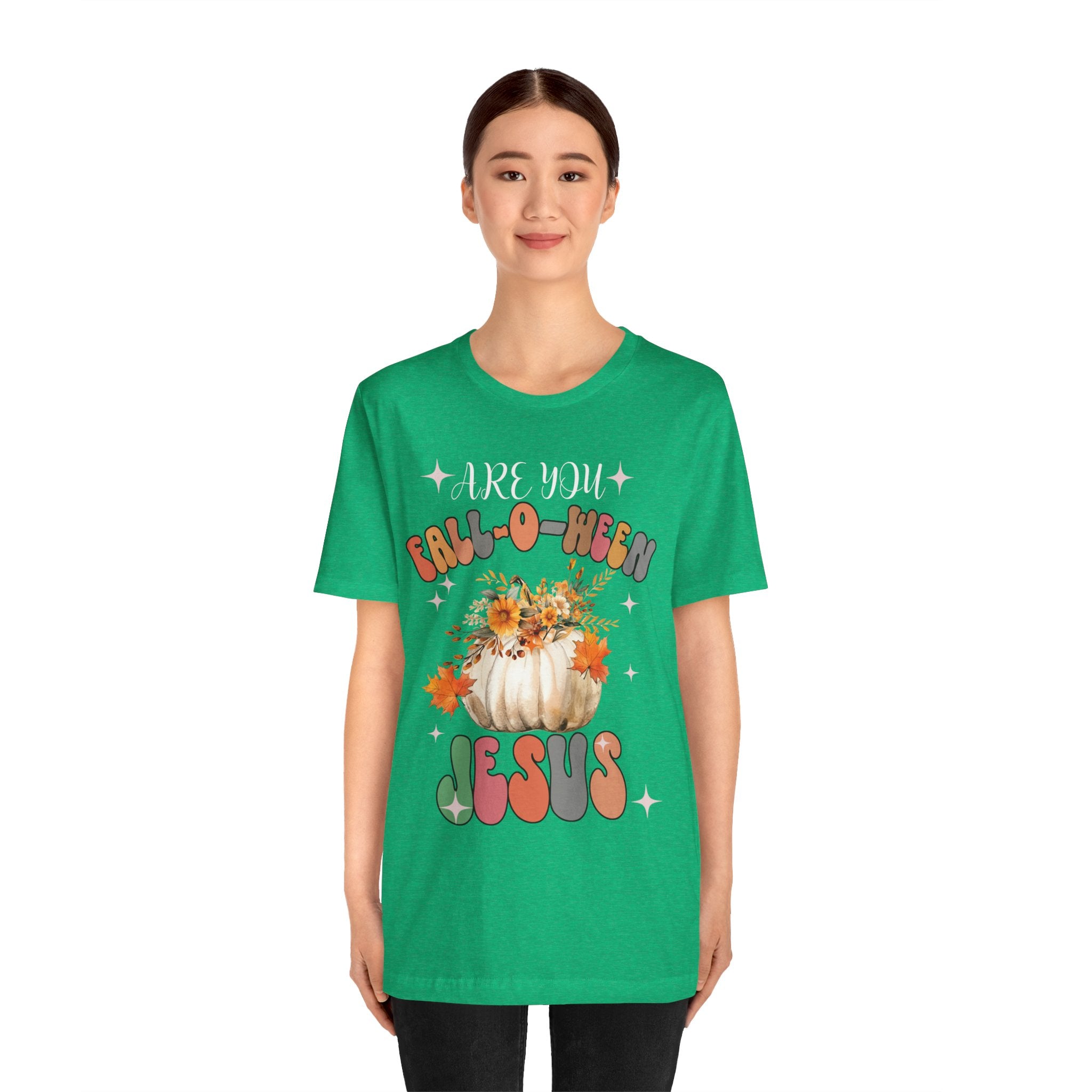 Fall-Themed Jesus Tee, Unisex Jersey T-Shirt, Cozy Autumn Apparel, Thanksgiving Gift, Fall Celebration Shirt, Christian Fashion