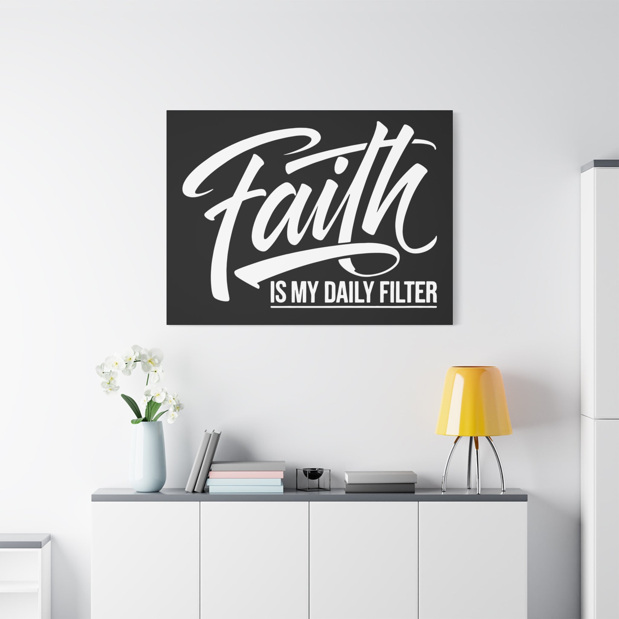 Inspirational Canvas Wall Art, Faith Quote Decor, Motivational Home Decor, Gray Wall Hanging, Gift for Faith Lovers