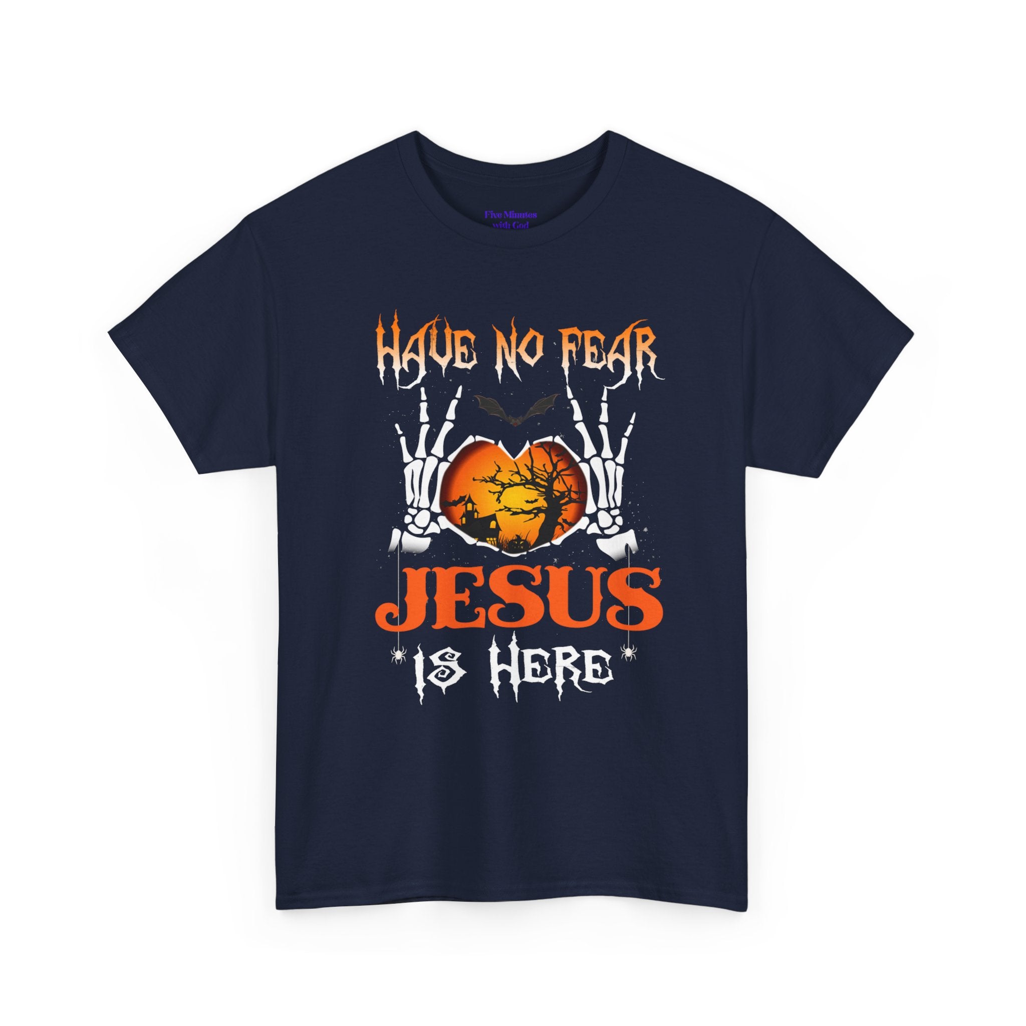 Halloween Faith Tee, Unisex T-Shirt with Skeletons, Jesus is Here, Spooky Season Apparel, Christian Shirt, Autumn Outfit