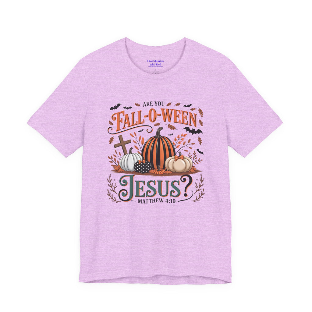 Fall-O-Ween Jesus Tee, Funny Fall T-Shirt, Unisex Pumpkin Shirt, Halloween Christian Top, Autumn Graphic Tee, Religious Casual Wear