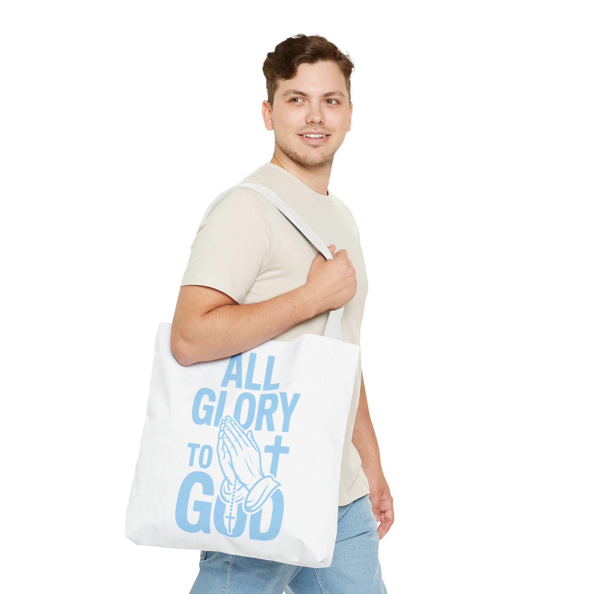 Faith-Inspired Tote Bag, All Glory to God, Christian Gift, Reusable Shopping Bag, Inspirational Tote, Church Event Carryall