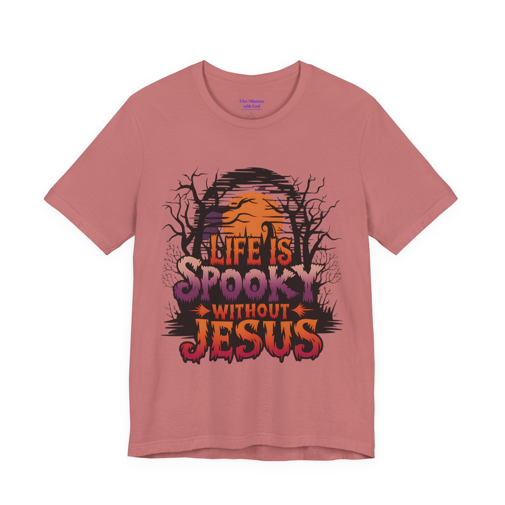 Spooky Jesus Tee - Short Sleeve Unisex Jersey Shirt, Halloween Apparel, Faith-Based Gift, Casual Wear, Everyday Comfort