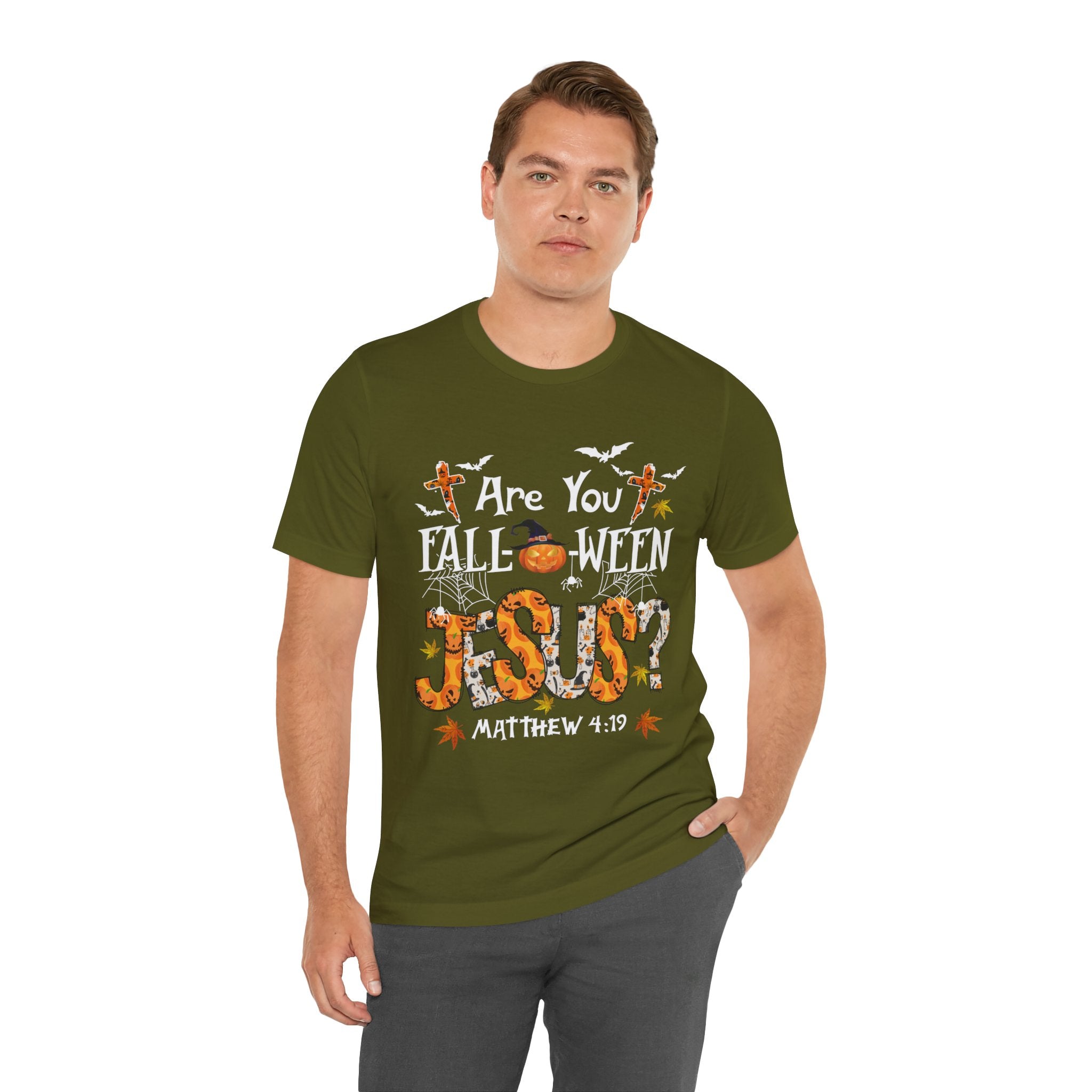 Jesus? Unisex Short Sleeve Tee | Fall Inspired T-Shirt, Autumn Apparel, Halloween Gift, Cozy Casual Wear, Everyday Style