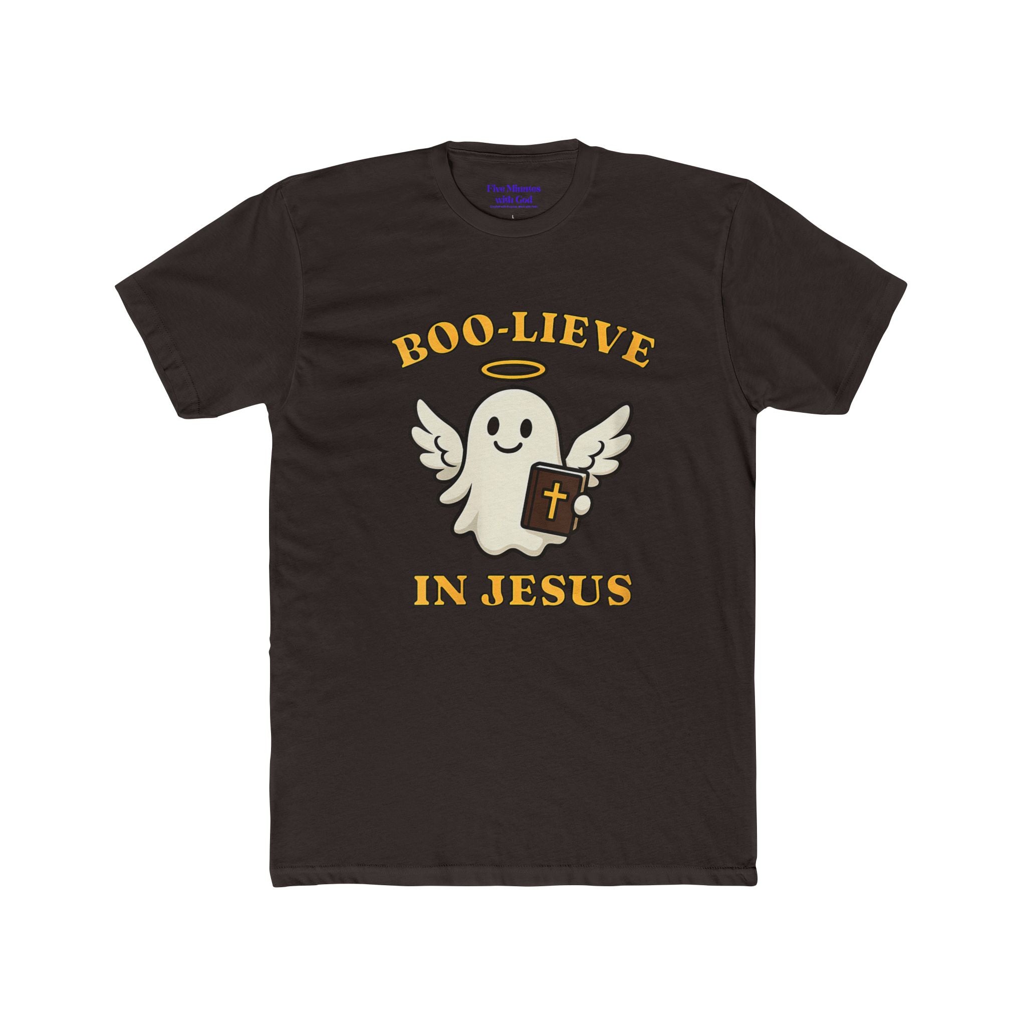 Boo-lieve in Jesus Unisex Crew Tee, Cute Ghost Shirt, Christian T-Shirt, Halloween Faith Apparel, Religious Gift