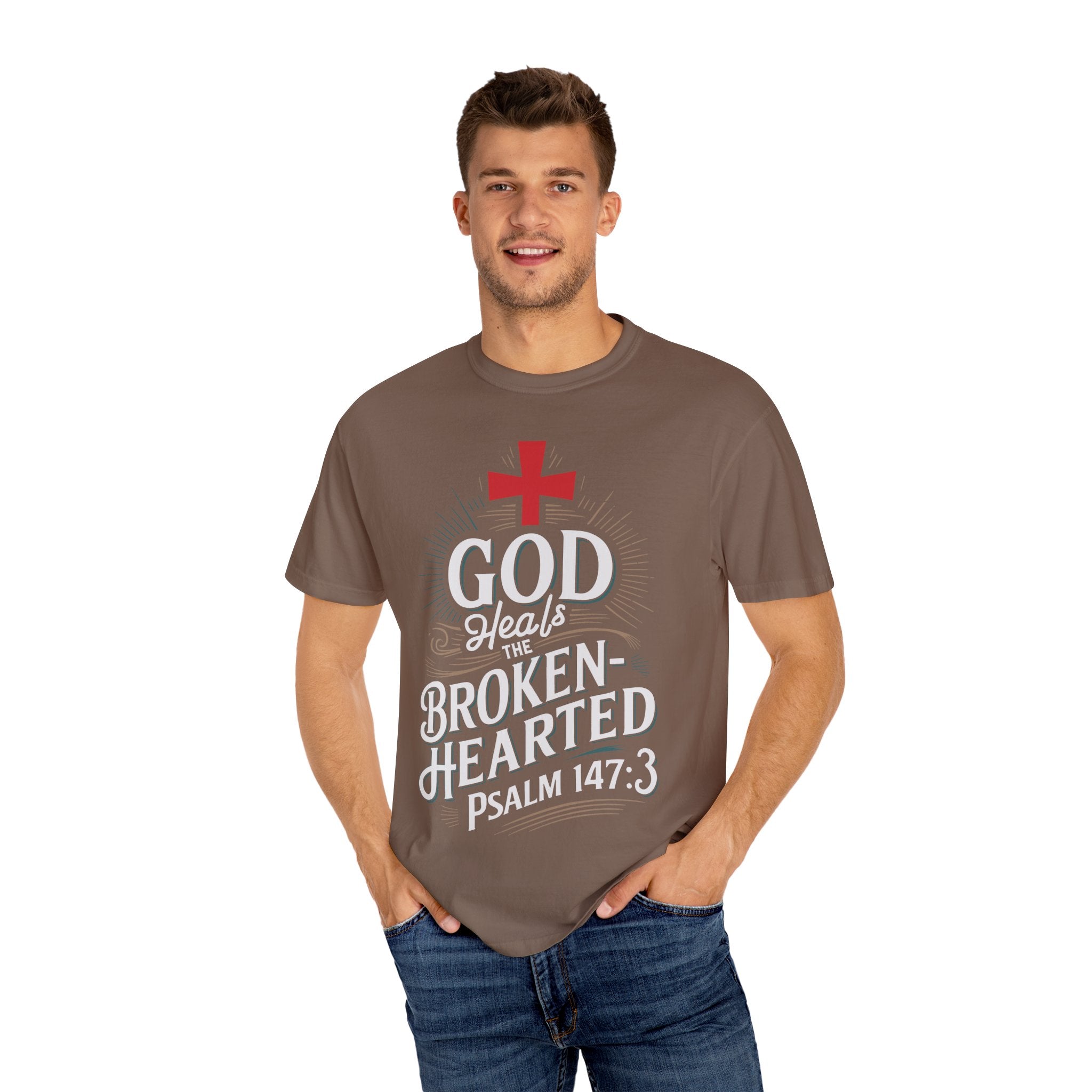 Faith-Inspired Unisex T-Shirt, God Heals The Broken-Hearted Tee
