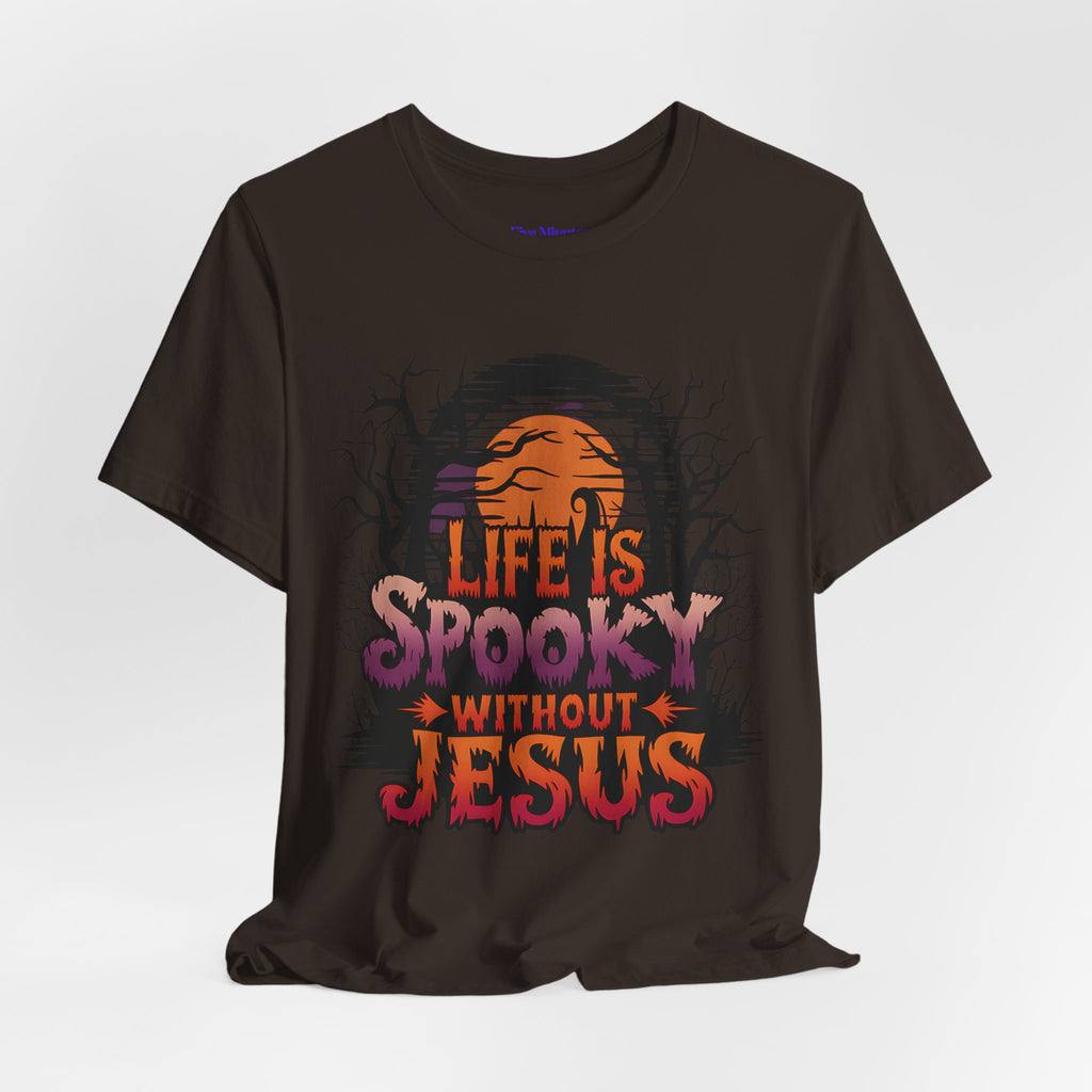 Spooky Jesus Tee - Short Sleeve Unisex Jersey Shirt, Halloween Apparel, Faith-Based Gift, Casual Wear, Everyday Comfort