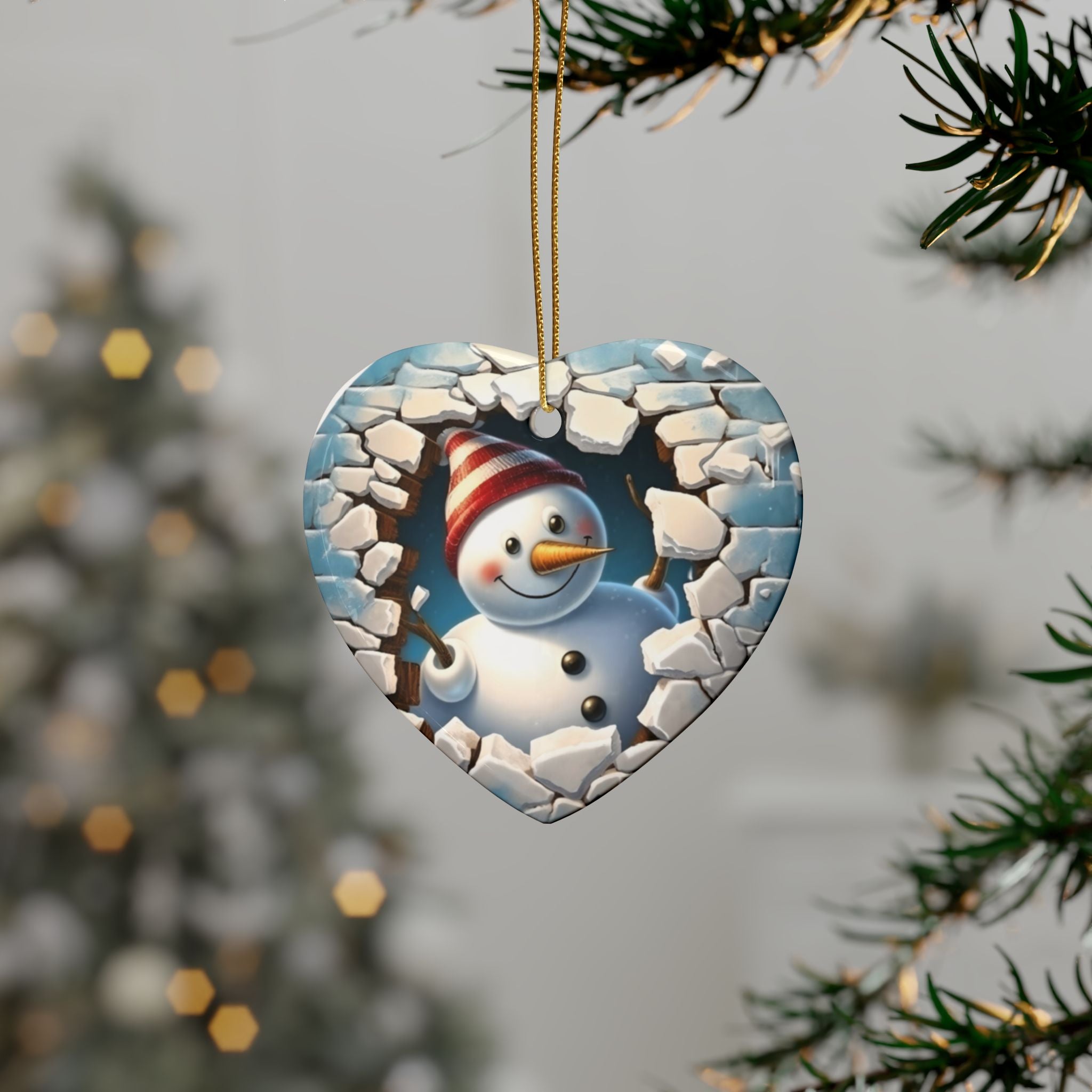 Heart-Shaped Snowman Ceramic Ornaments | Winter Decorations, Christmas Gifts, Holiday Decor, Keepsake Ornaments, Festive Home Accents