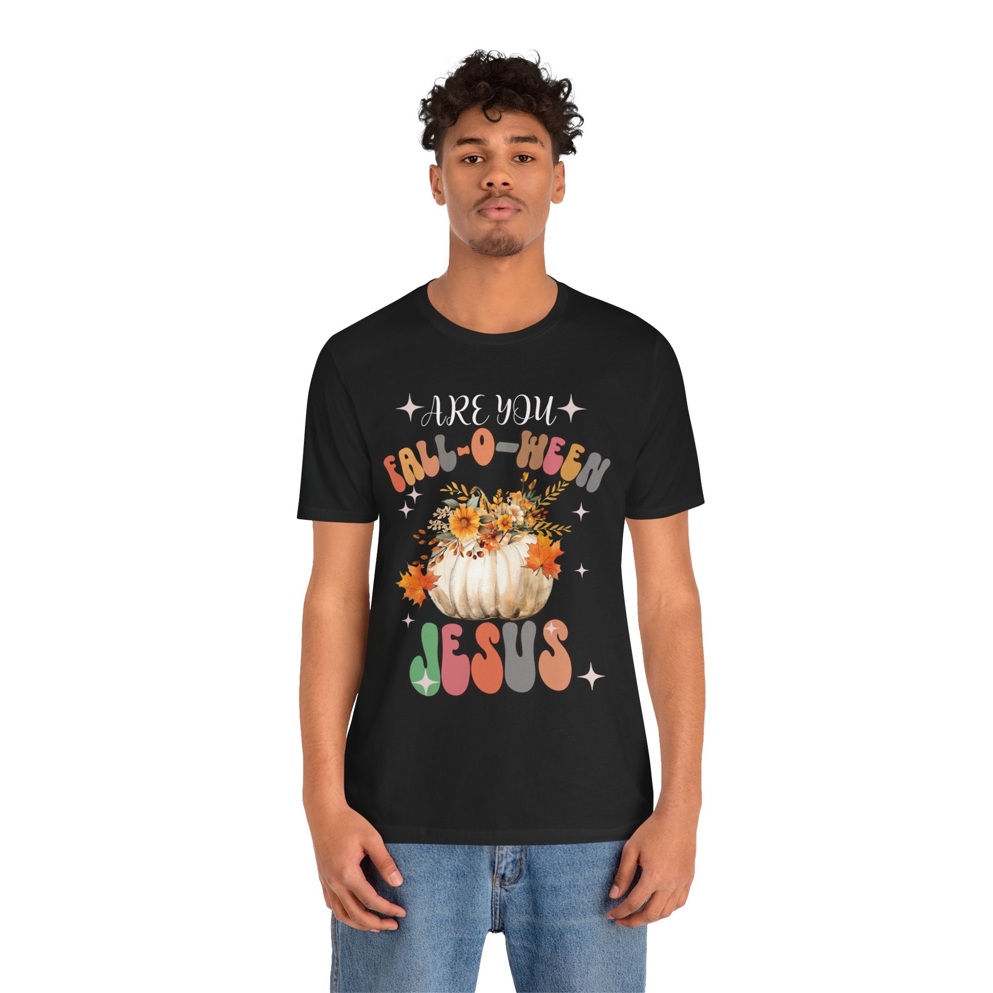 Fall-Themed Jesus Tee, Unisex Jersey T-Shirt, Cozy Autumn Apparel, Thanksgiving Gift, Fall Celebration Shirt, Christian Fashion