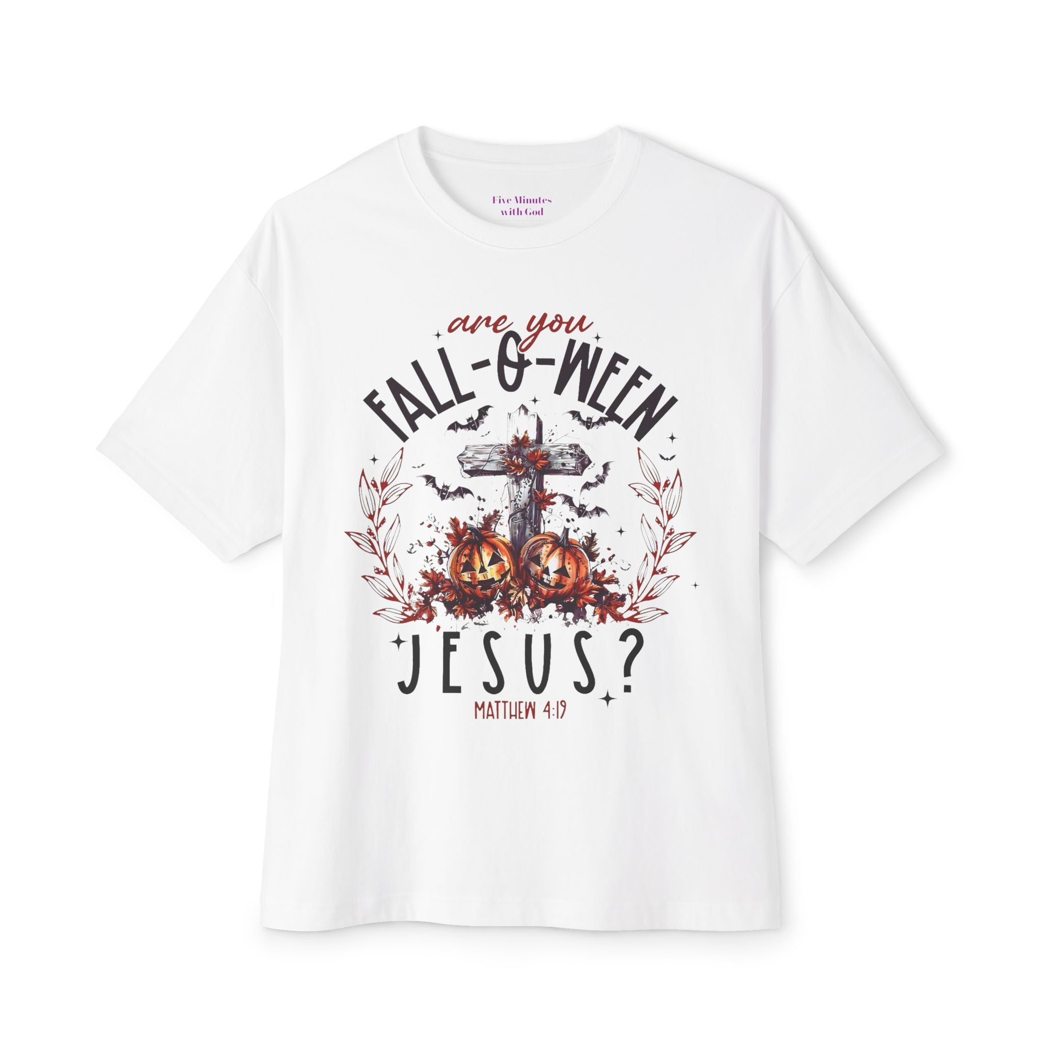Fall-O-Ween Jesus Boxy Tee, Oversized T-Shirt for Halloween, Unisex, Funny Christian Tee, Casual Fall Wear, Unique Gift Idea