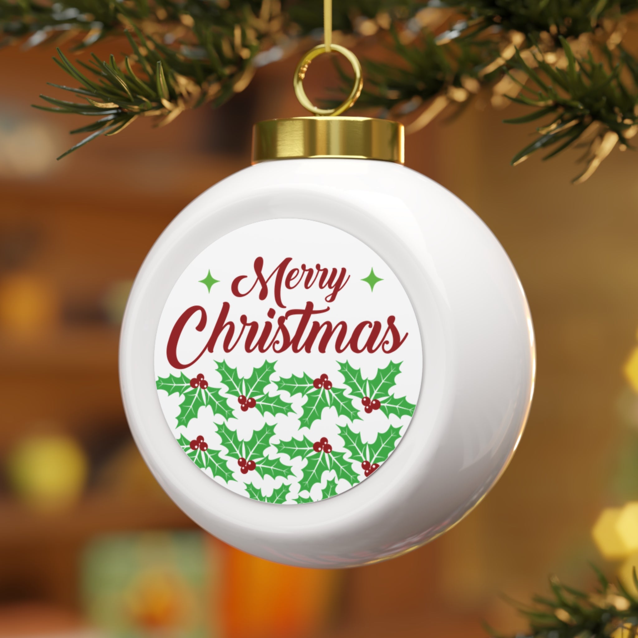 Festive Christmas Ball Ornament, Merry Christmas Decorations, Holiday Tree Decor, Gift, Poinsettia, Holiday Cheer, Home Accents