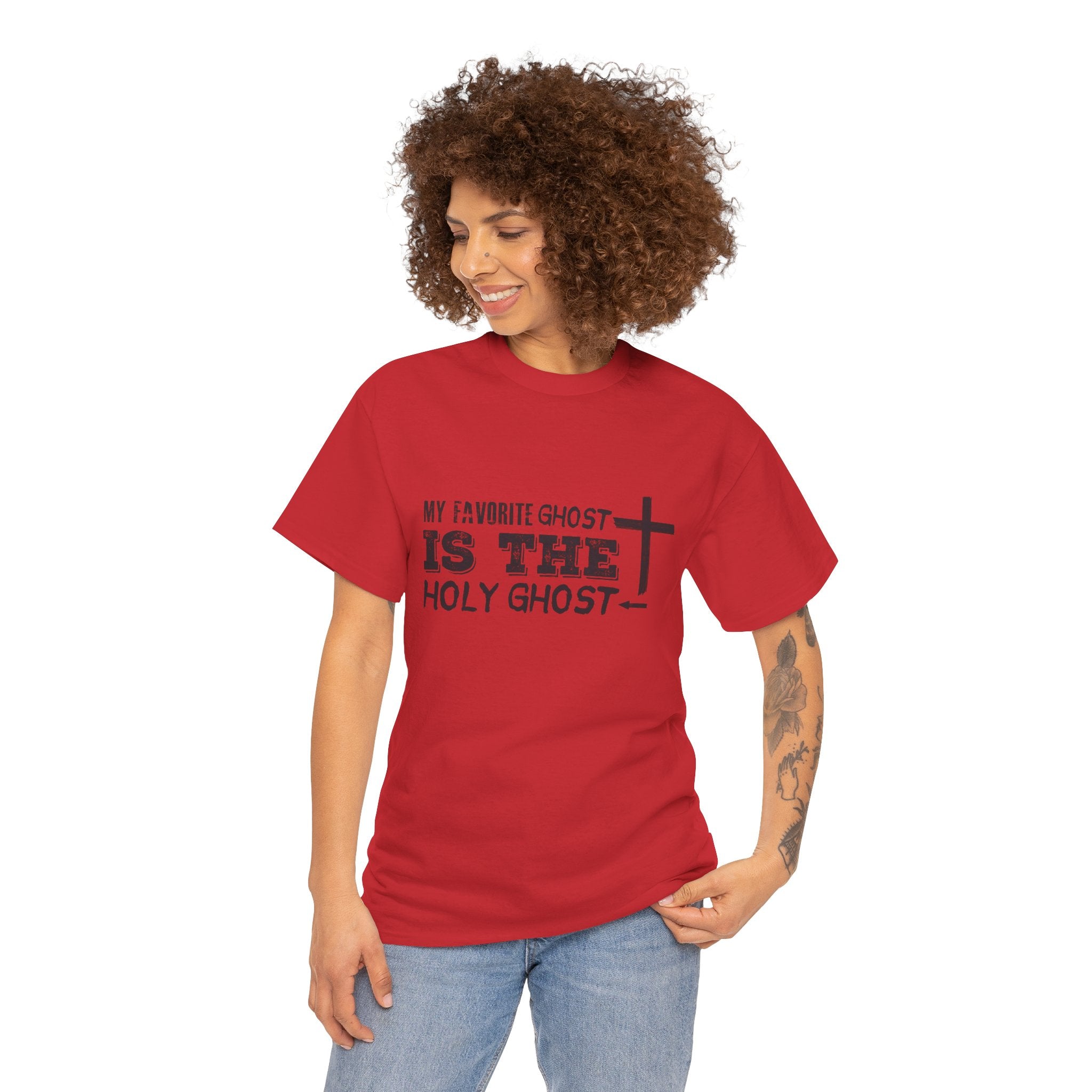 Unisex Cotton Tee - My Favorite Ghost is the Holy Ghost Shirt, Religious T-Shirt, Christian Apparel, Spiritual Gift, Halloween Shirt