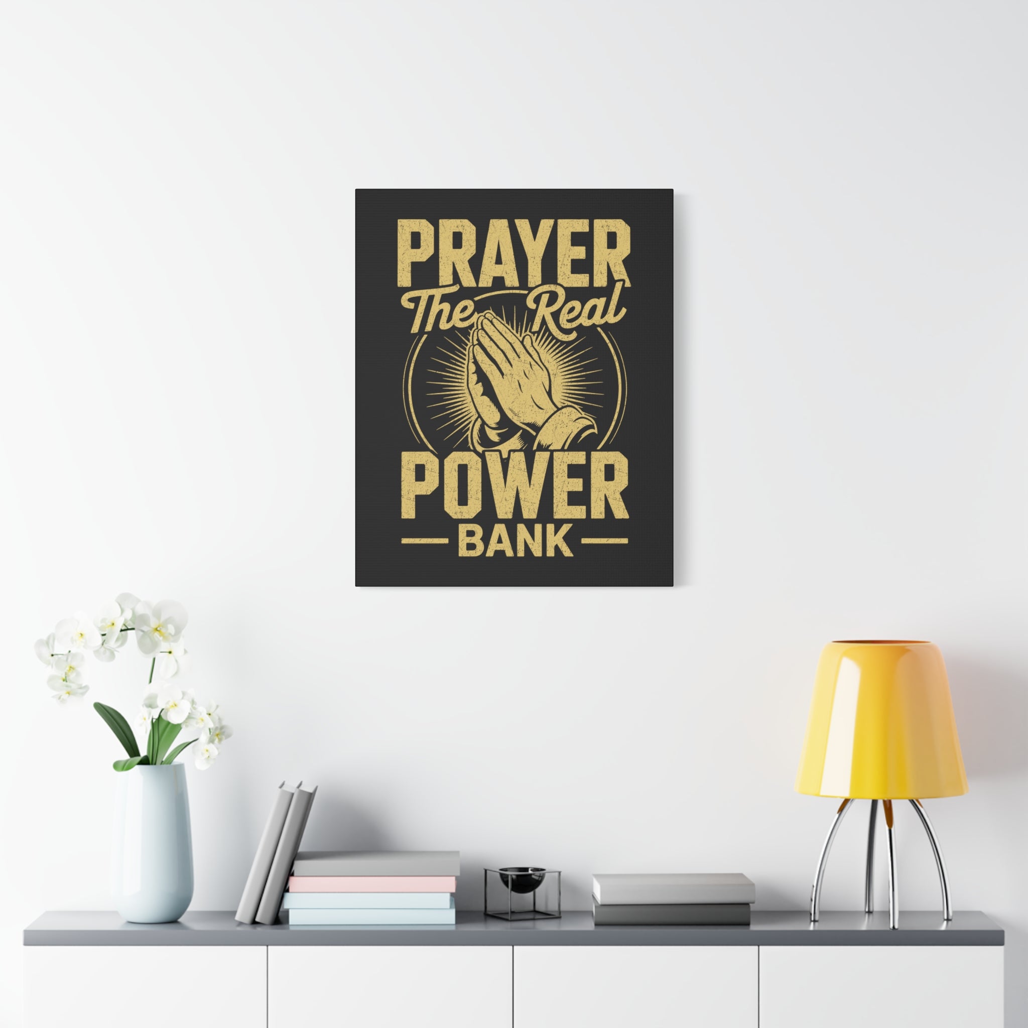 Matte Canvas Wall Art - 'Prayer The Real Power Bank'