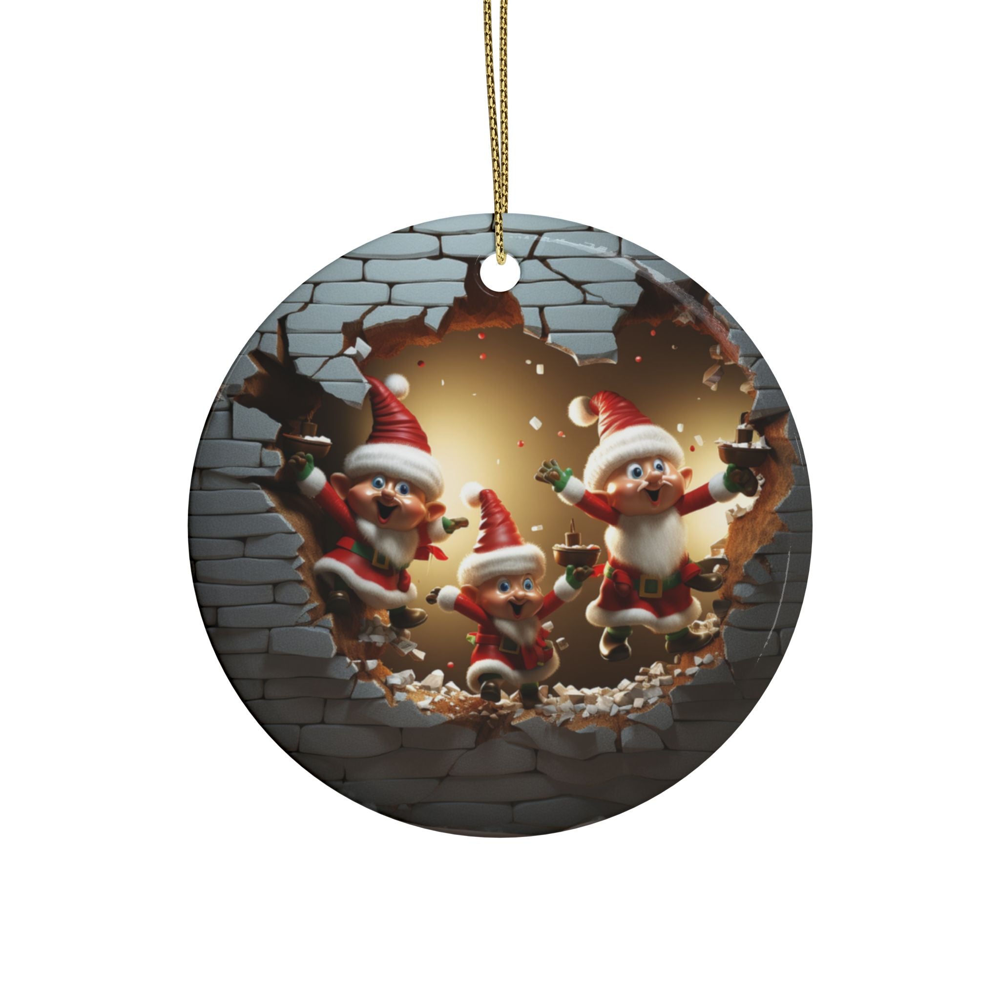 Festive Ceramic Ornaments - Santa's Fun Celebration, Holiday Decor for Christmas, Gift Tags, Tree Decorations, Set of 1-20