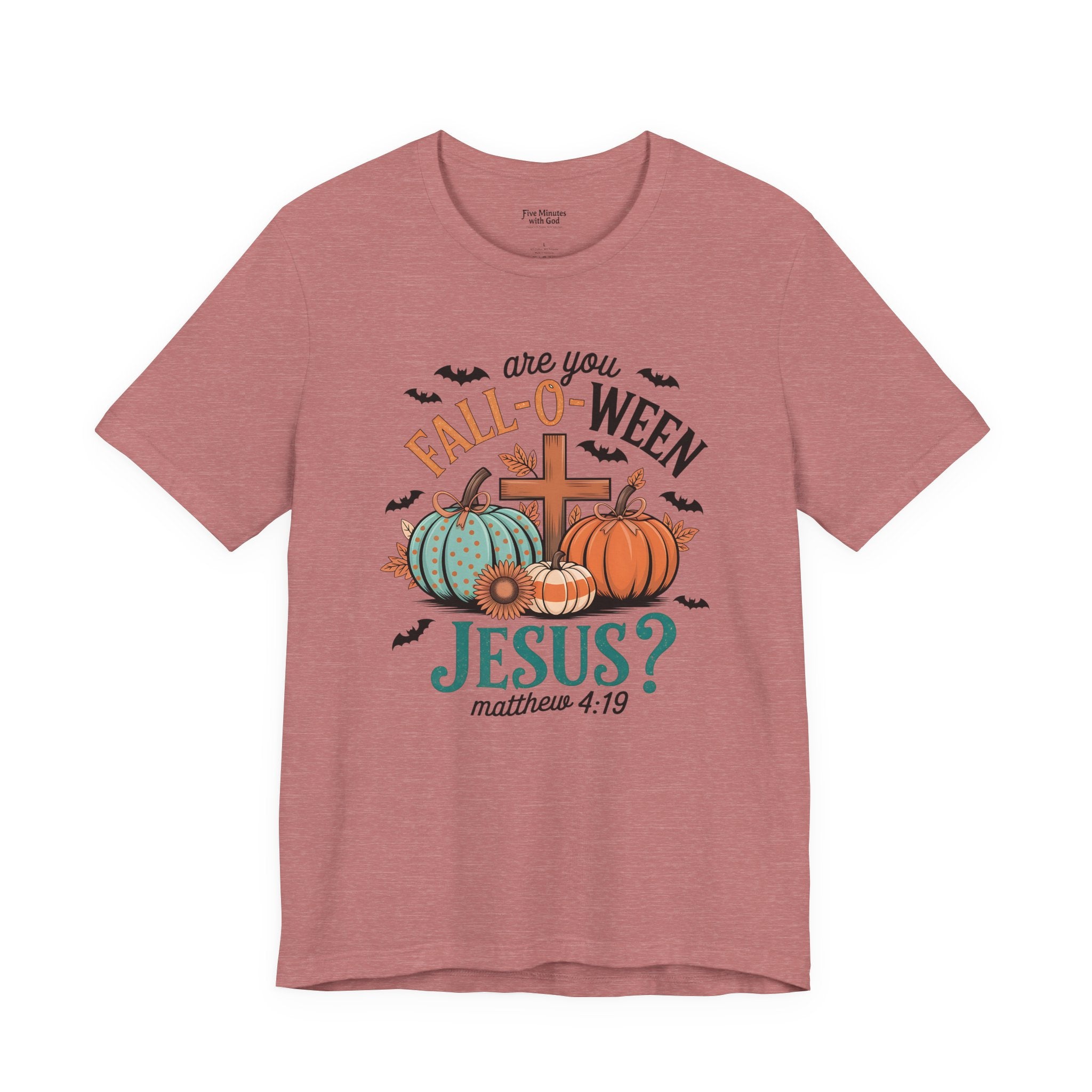Fall-Themed Jesus T-Shirt, Unisex Short Sleeve Tee, Christian Apparel, Autumn Wear, Pumpkin Design, Halloween Celebration