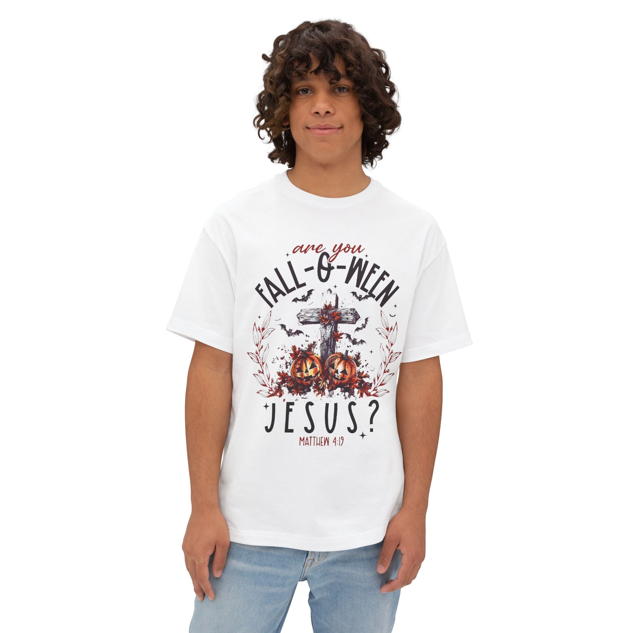Fall-O-Ween Jesus Boxy Tee, Oversized T-Shirt for Halloween, Unisex, Funny Christian Tee, Casual Fall Wear, Unique Gift Idea