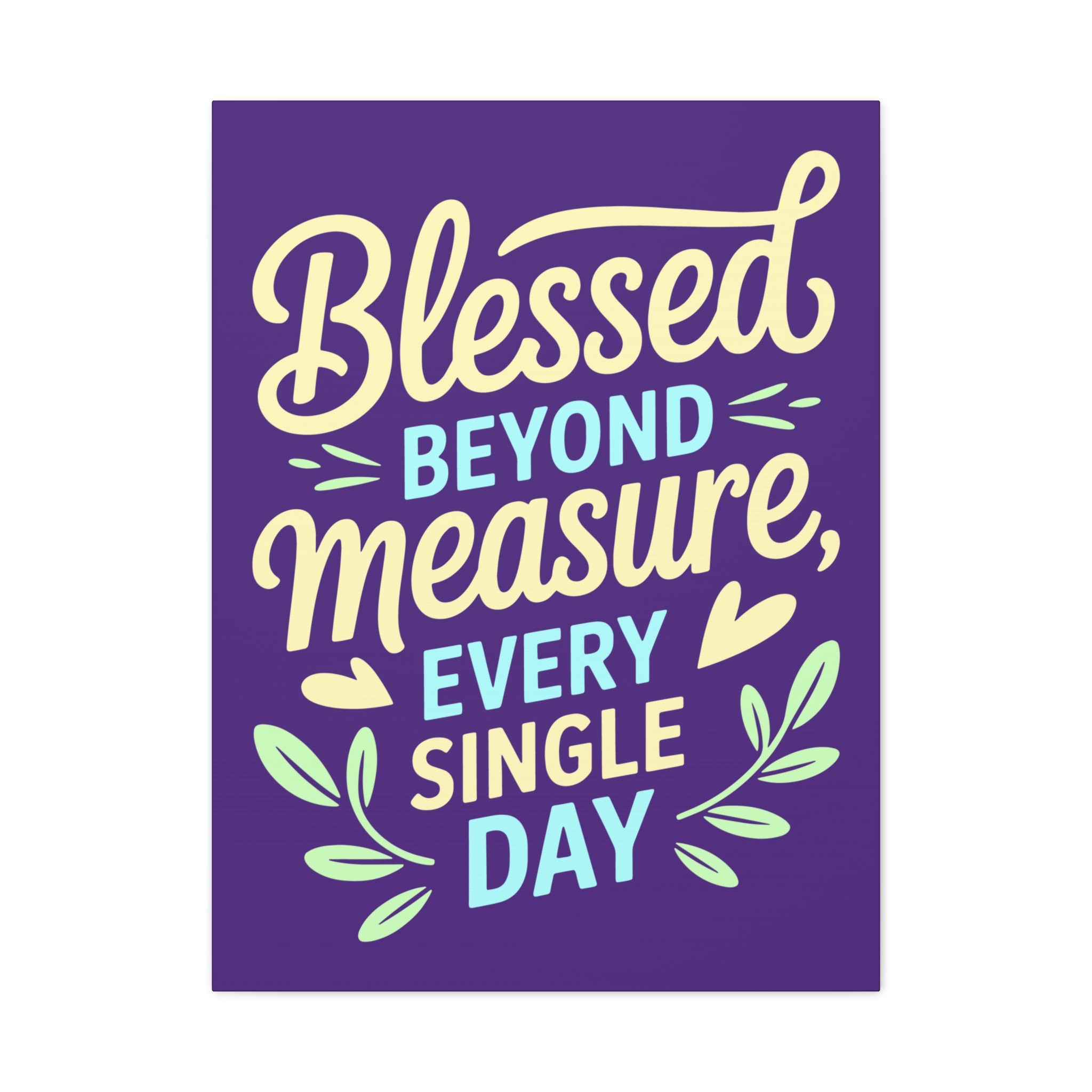Purple Inspirational Wall Art, Blessed Beyond Measure Canvas, Uplifting Home Decor, Positive Quote Artwork, Gift for Friends & Family