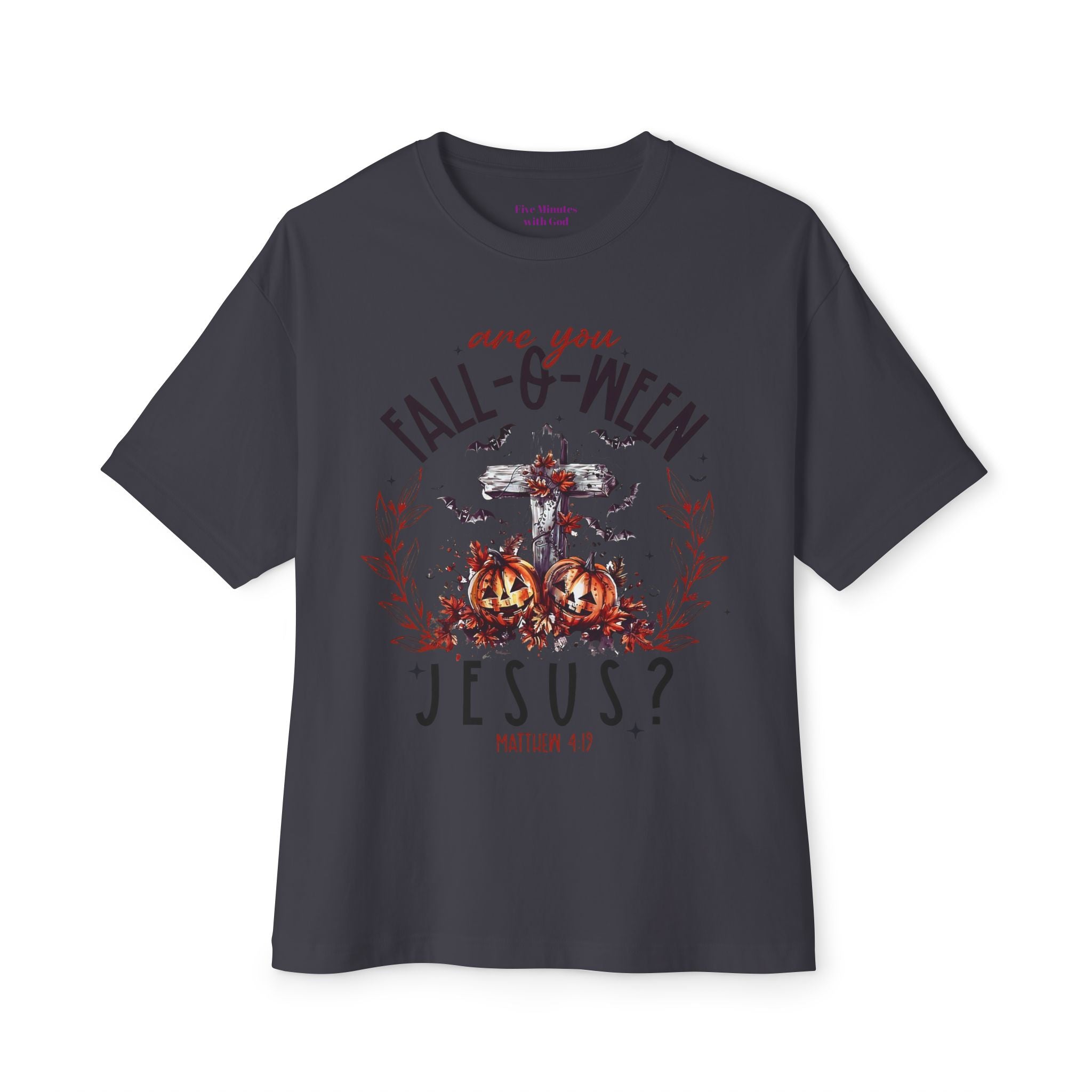 Fall-O-Ween Jesus Boxy Tee, Oversized T-Shirt for Halloween, Unisex, Funny Christian Tee, Casual Fall Wear, Unique Gift Idea