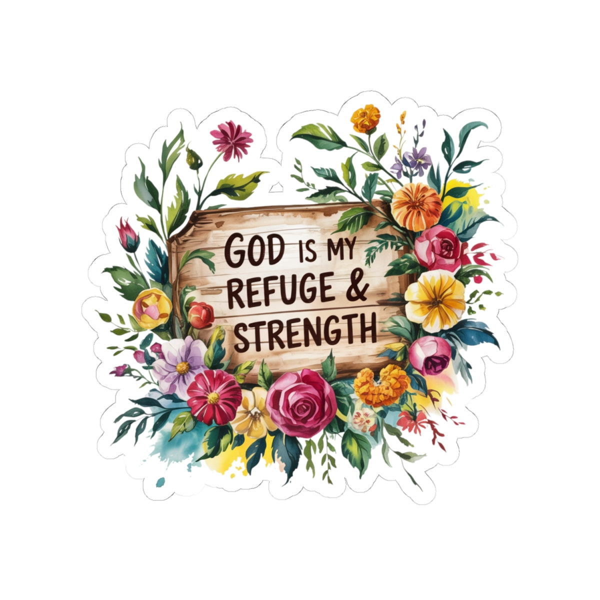 Floral Inspirational Kiss-Cut Stickers | God is My Refuge & Strength | Faith-Based Decor, Laptop Stickers, Gift for Friends, [...]