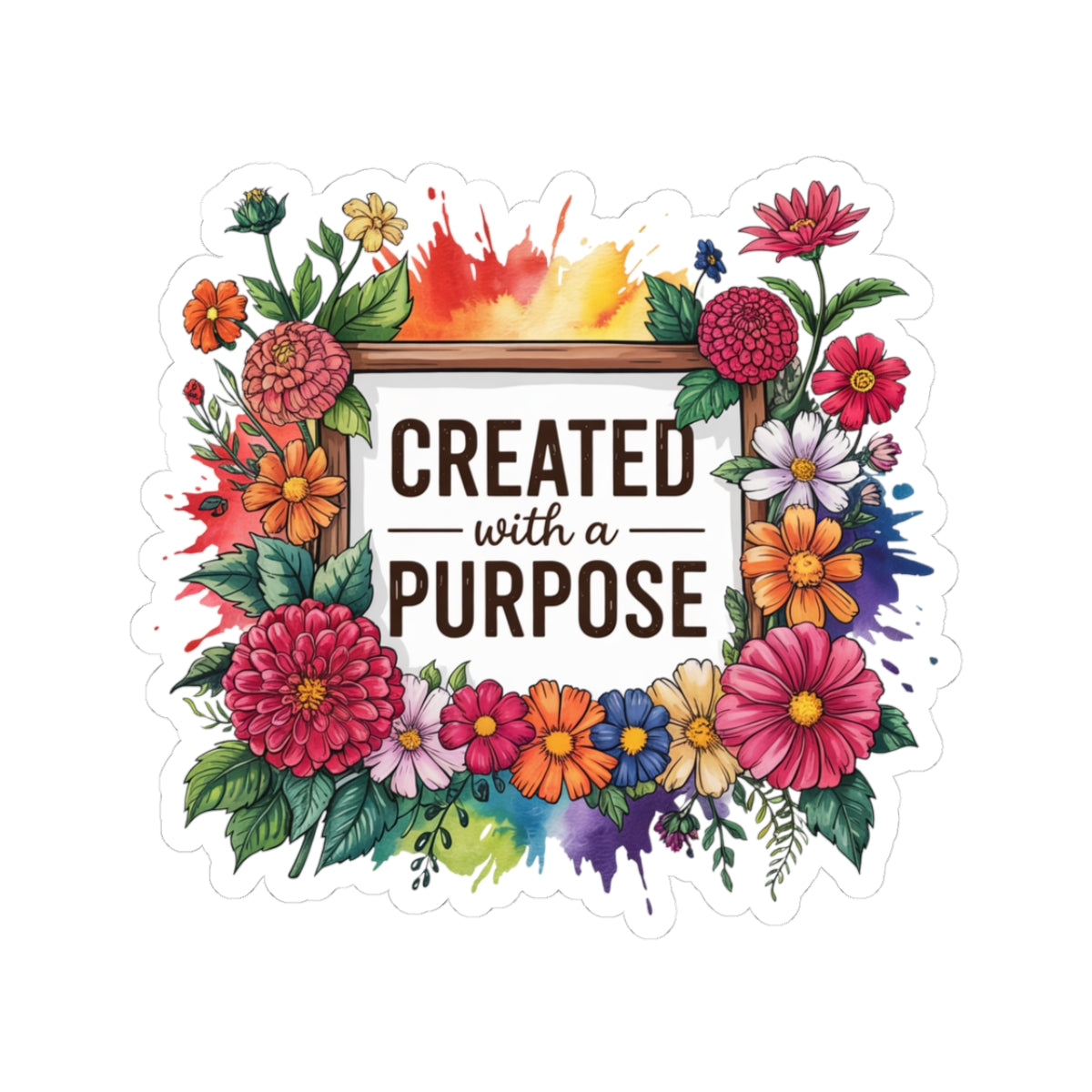 Floral Inspirational Stickers, Created with a Purpose Art, Laptop Decor, Journal Accessories, Gift for Flower Lovers
