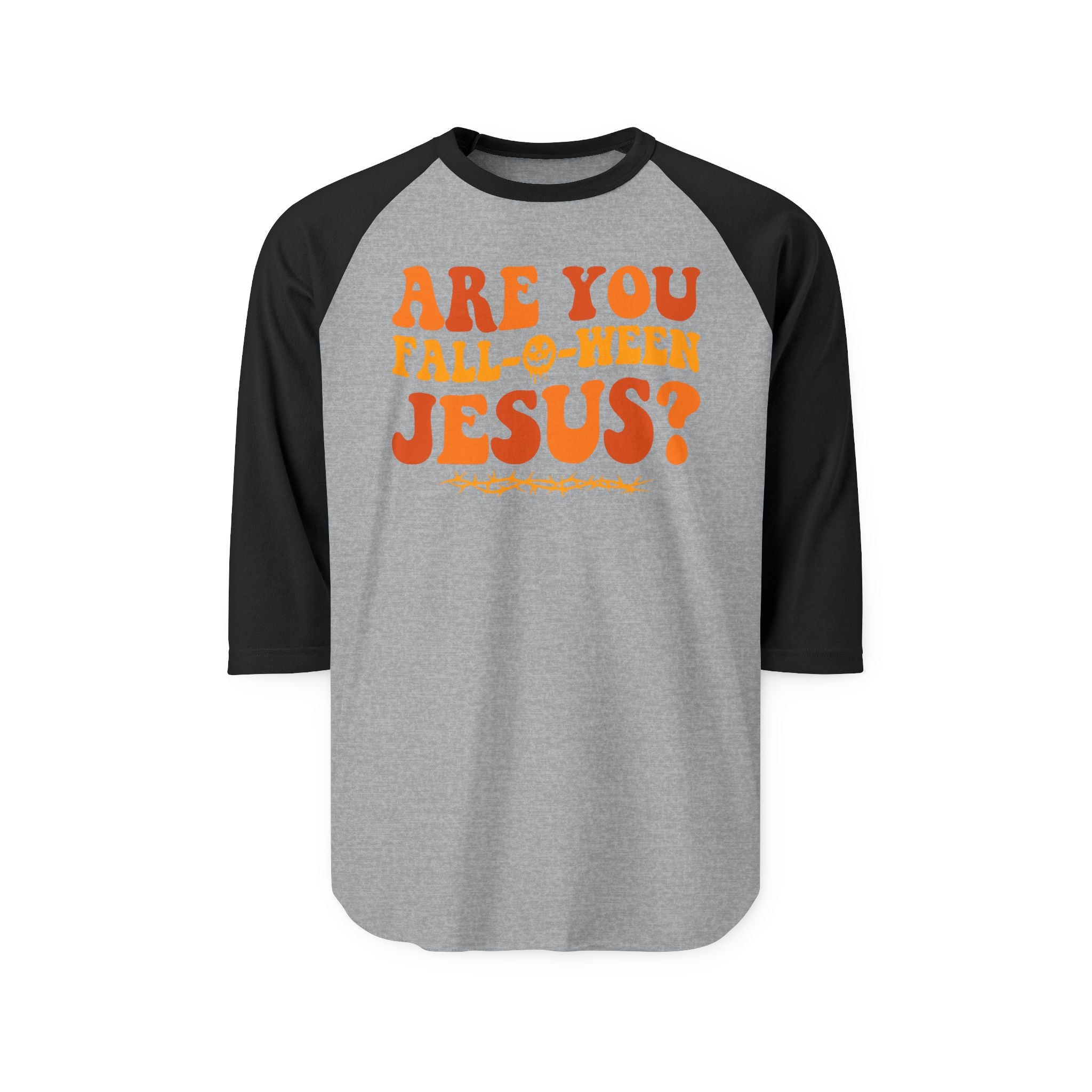 Halloween Jesus Raglan Shirt, Fall-Themed Apparel, Unisex Shirt, Funny Halloween Top, Holiday Outfit, Casual Costume