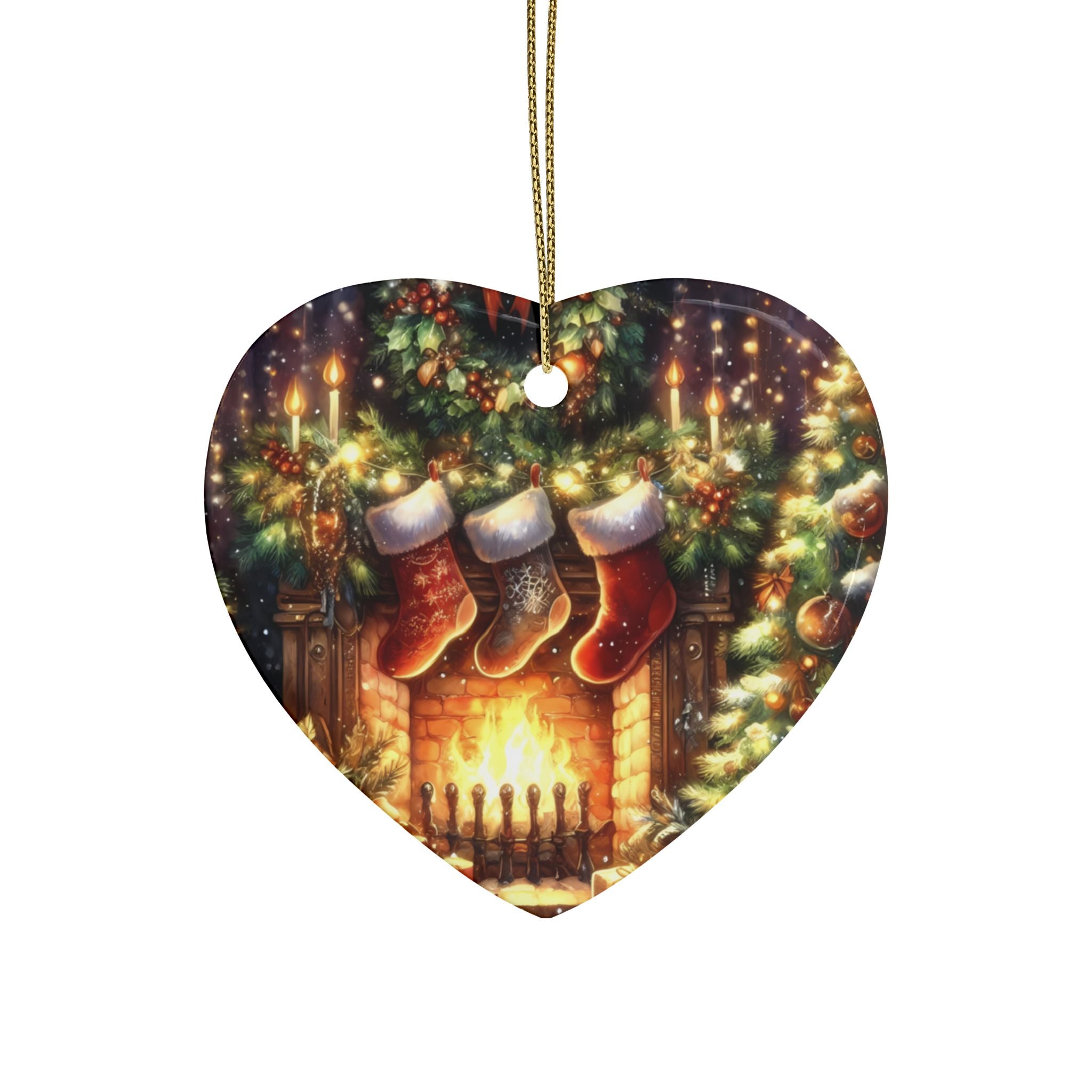 Heart-Shaped Ceramic Ornaments for Holiday Decor, Festive Christmas Ornaments, Gift Tags for Friends, Snow Globe Style Decorations, [...]