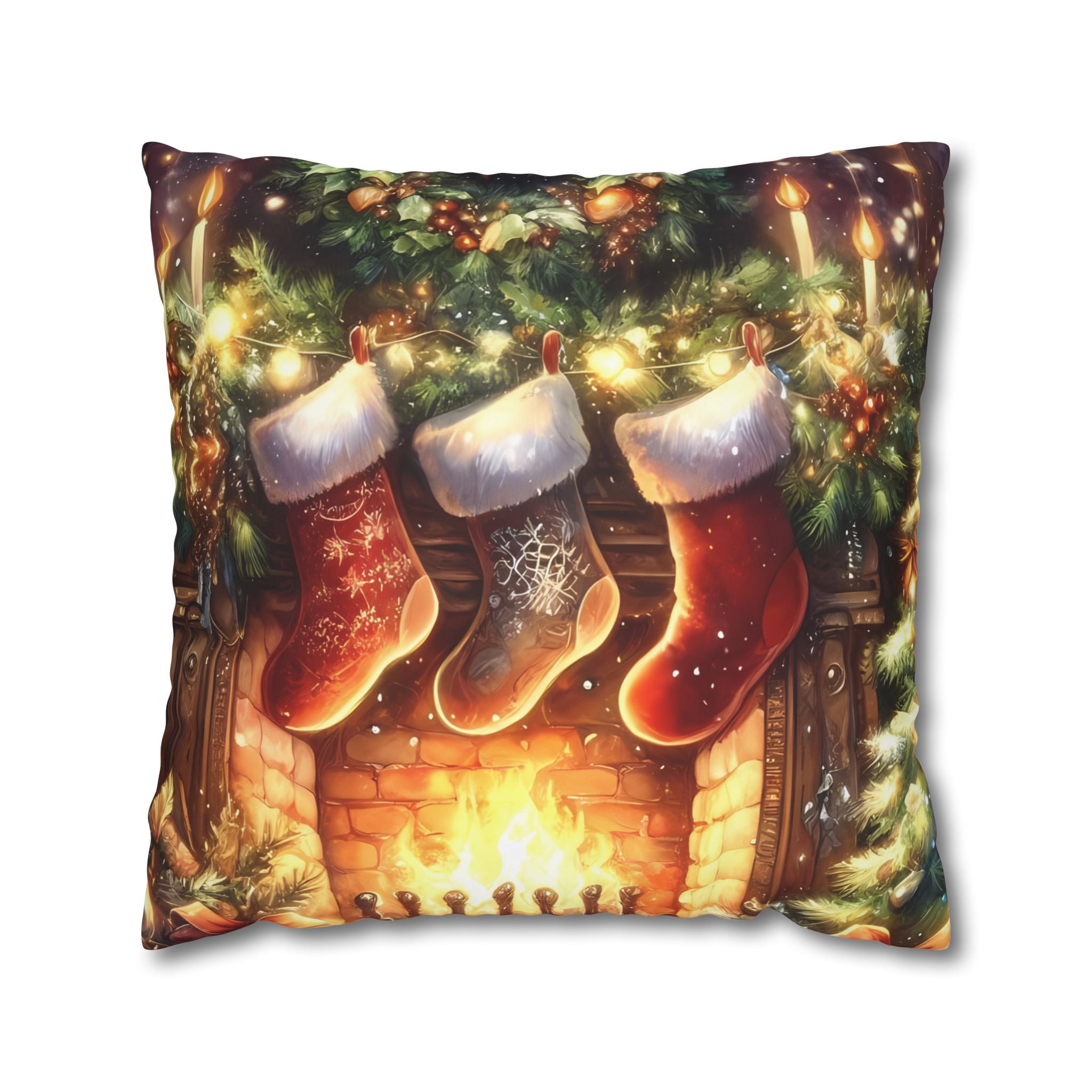 Christmas Stockings Decorative Pillow Cover, Cozy Holiday Home Decor, Festive Cushion for Winter, Gift for Friends & Family