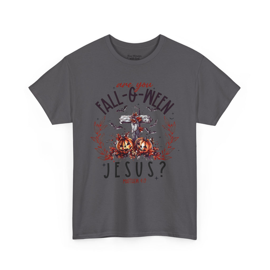 Fall-O-Ween Jesus Unisex Heavy Cotton Tee, Halloween Shirt, Christian T-Shirt, Autumn Apparel, Gift for Him/Her