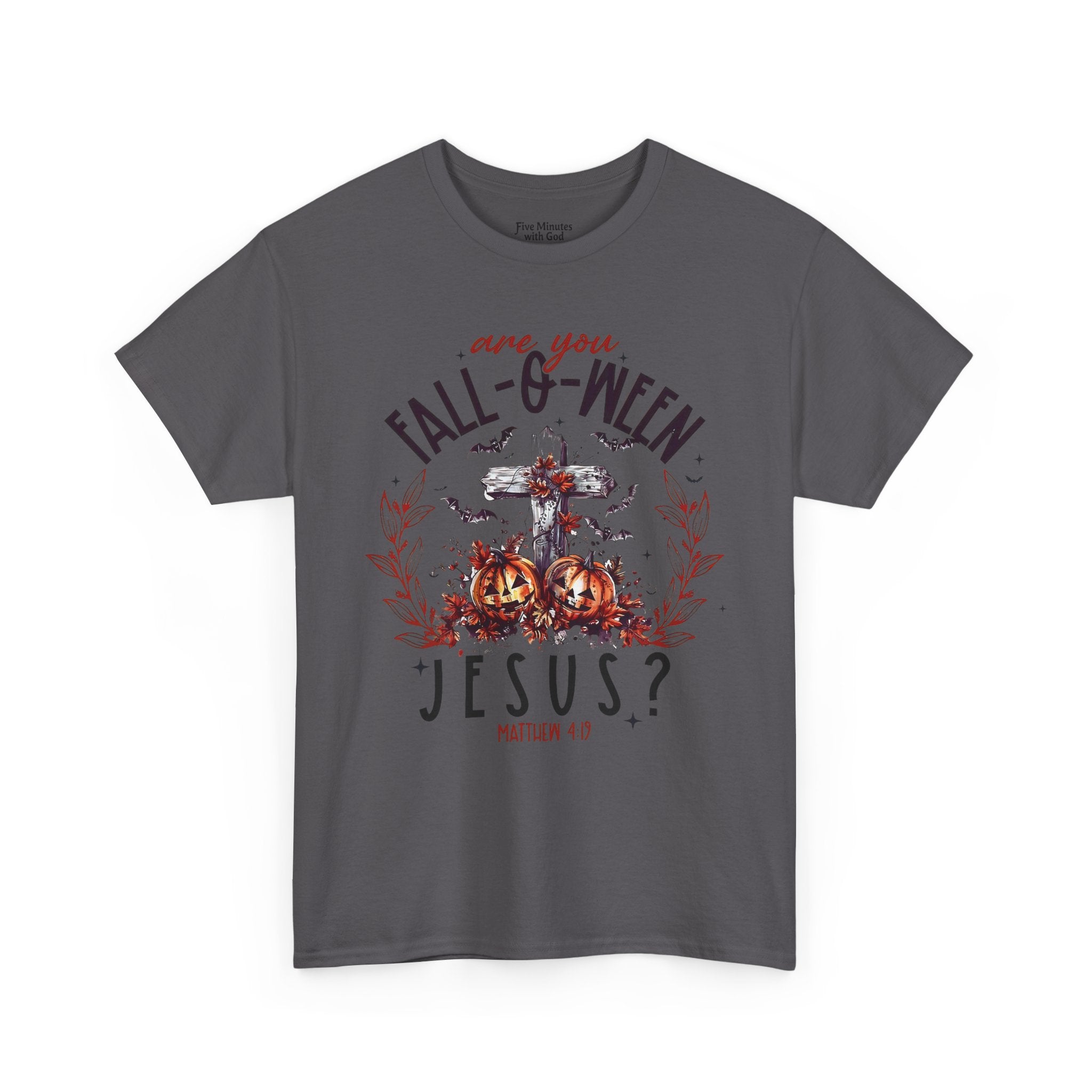 Fall-O-Ween Jesus Unisex Heavy Cotton Tee, Halloween Shirt, Christian T-Shirt, Autumn Apparel, Gift for Him/Her