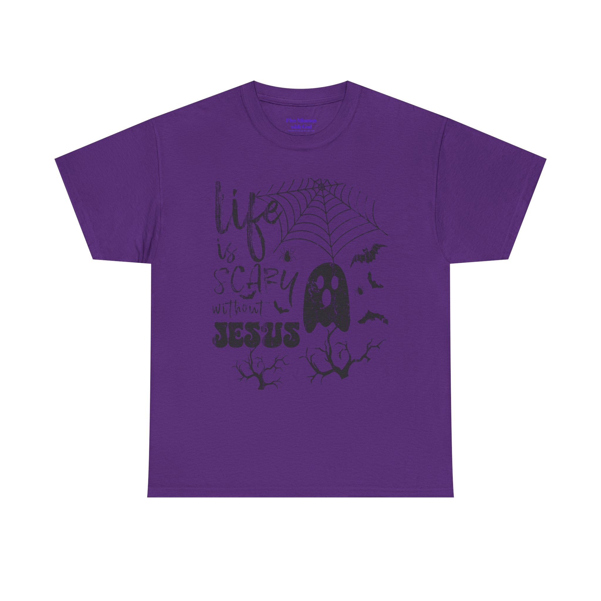 Halloween Ghost Tee: Life is Scary Without Jesus, Unisex Heavy Cotton T-Shirt, Halloween Shirt, Faith-Based Apparel, Cute Ghost Tee, [...]