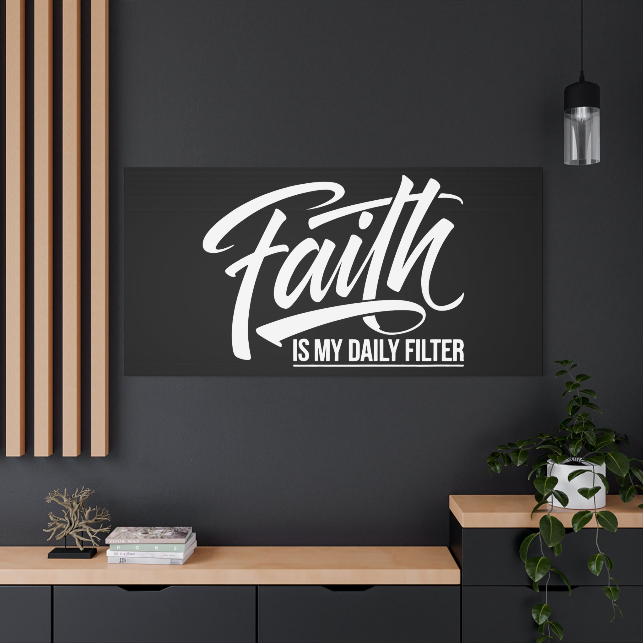 Inspirational Canvas Wall Art, Faith Quote Decor, Motivational Home Decor, Gray Wall Hanging, Gift for Faith Lovers