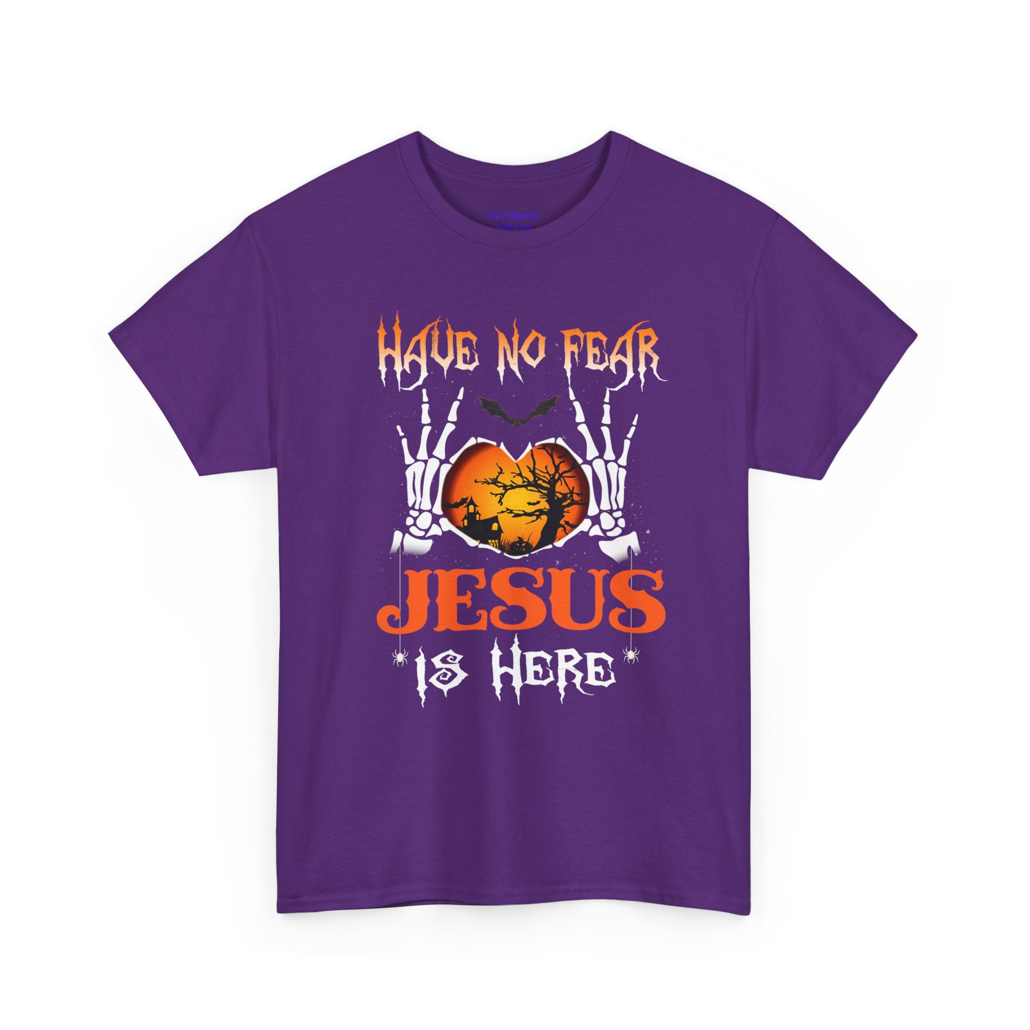 Halloween Faith Tee, Unisex T-Shirt with Skeletons, Jesus is Here, Spooky Season Apparel, Christian Shirt, Autumn Outfit