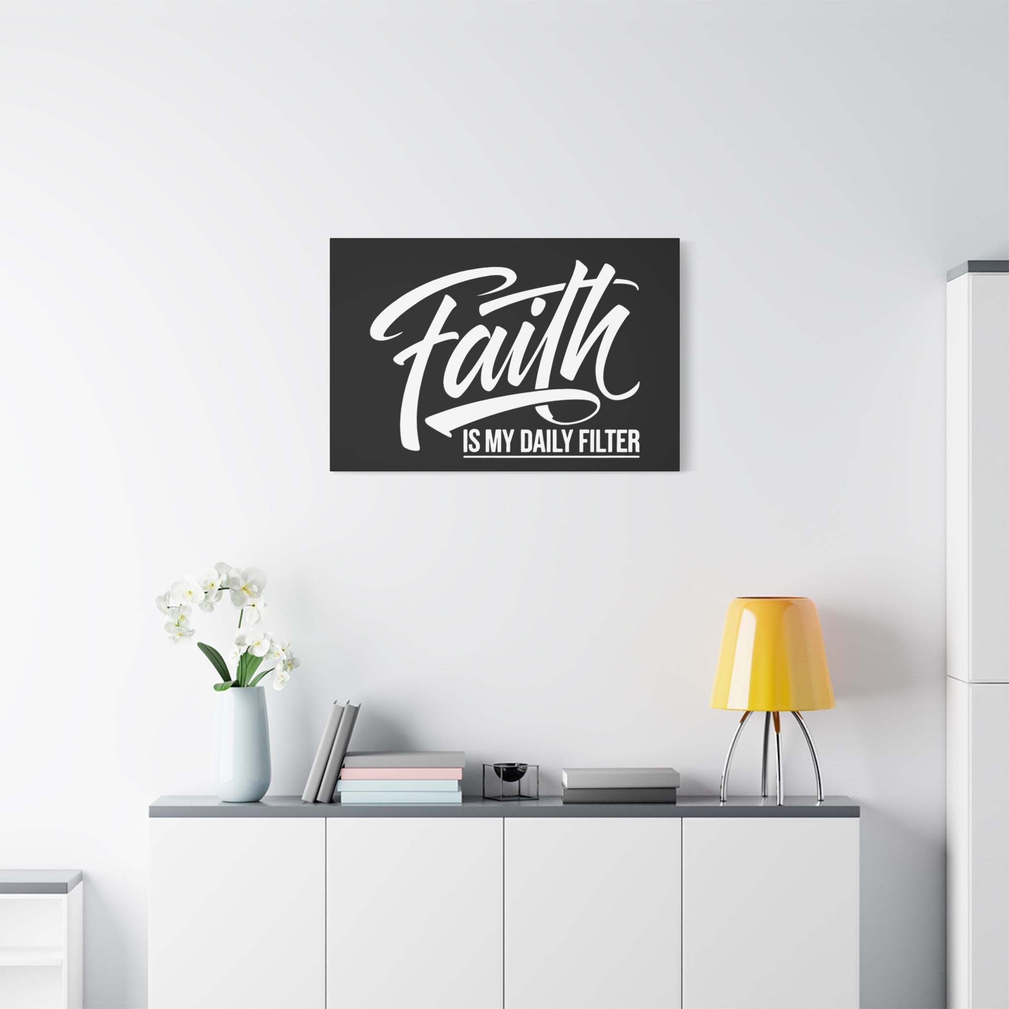 Inspirational Canvas Wall Art, Faith Quote Decor, Motivational Home Decor, Gray Wall Hanging, Gift for Faith Lovers